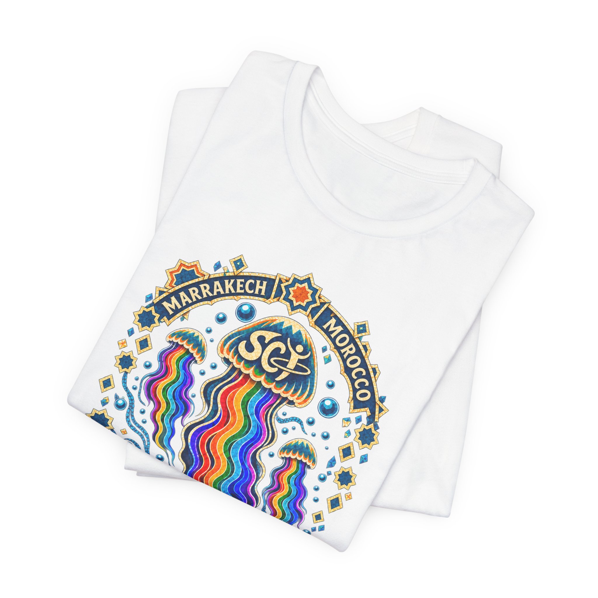 Marrakech Morocco Festival Tee — Rainbow Desert Graphic T-Shirt - Image 3