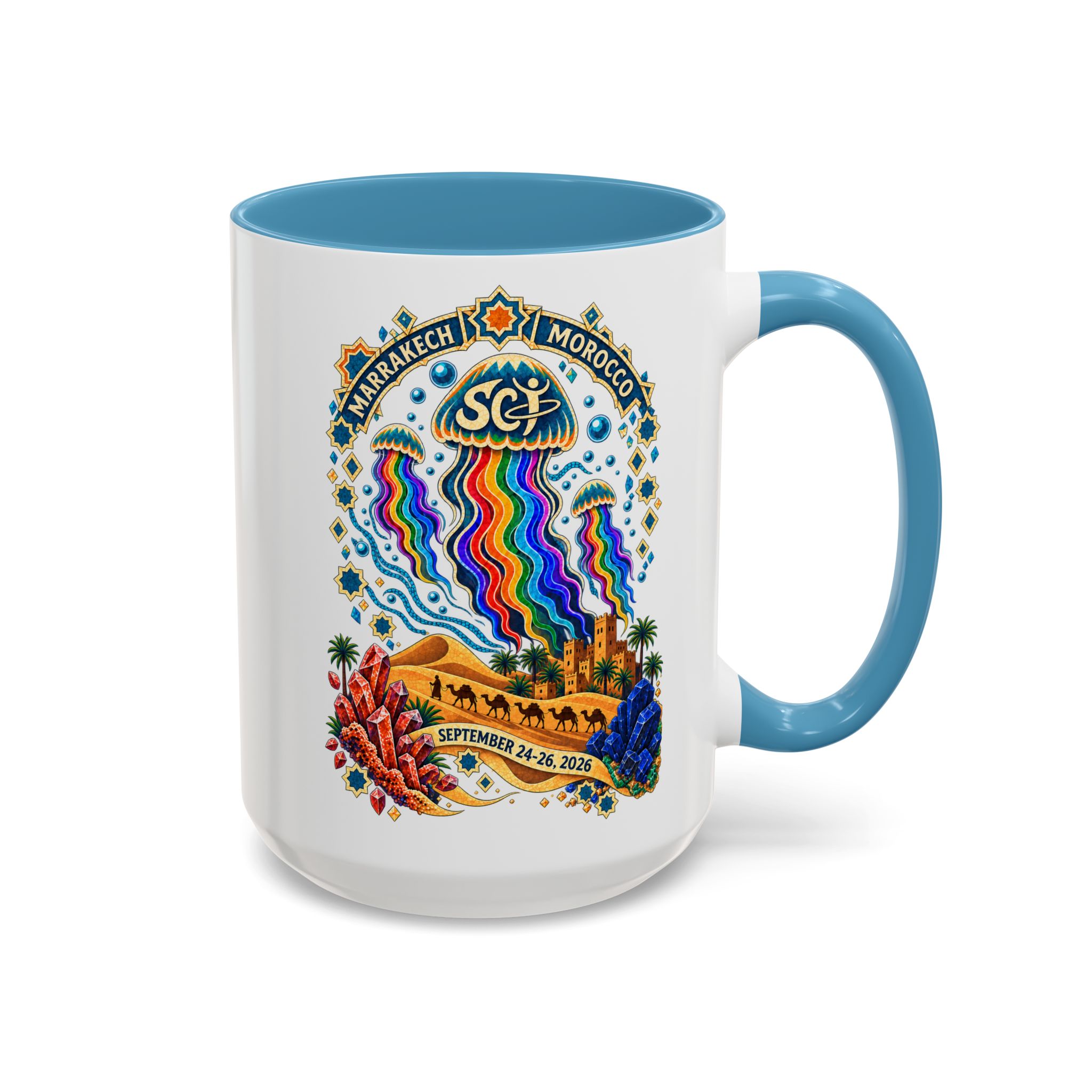 Marrakech Morocco Festival Coffee Mug — 'SC' Rainbow Desert Design (11/15oz) - Image 38
