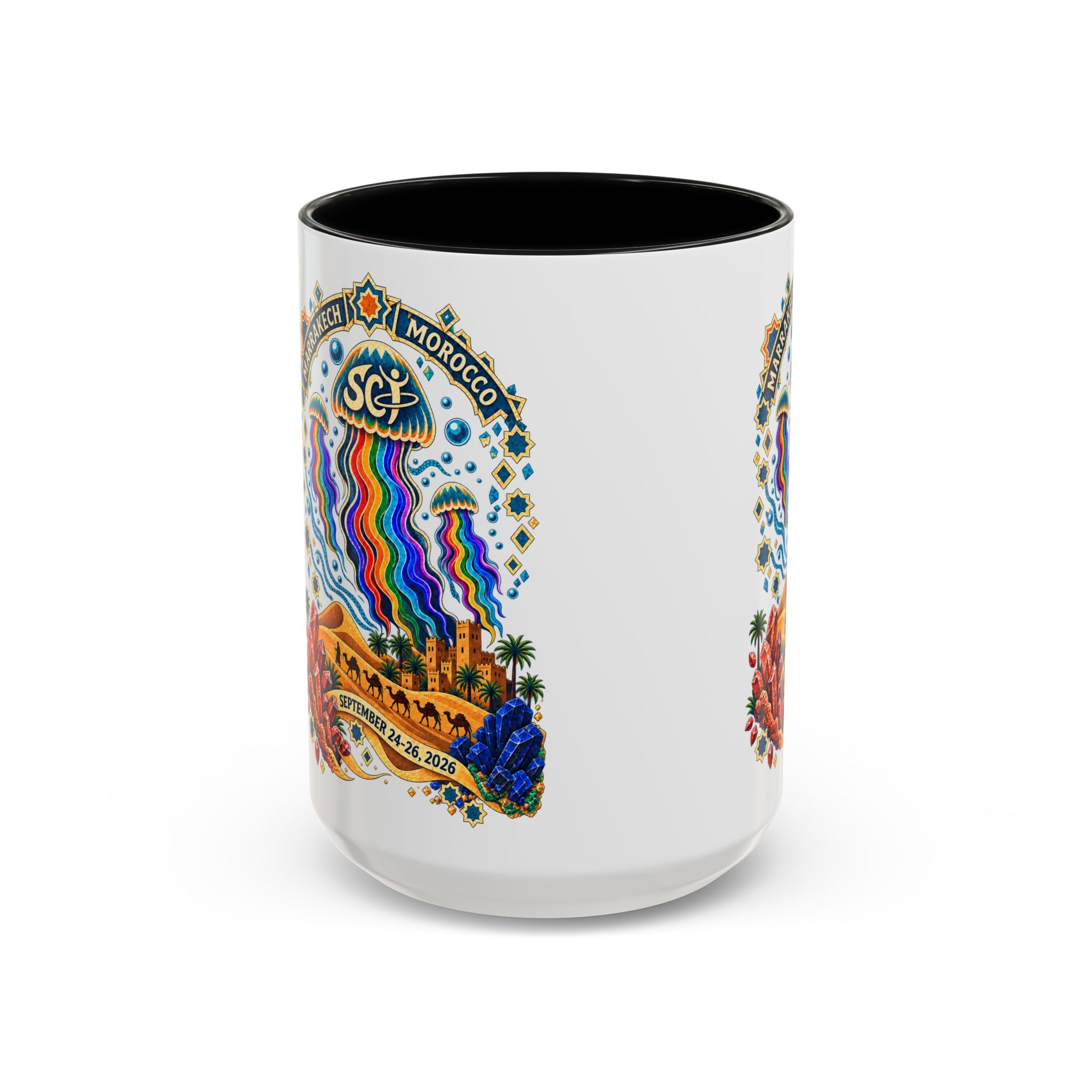Marrakech Morocco Festival Coffee Mug — 'SC' Rainbow Desert Design (11/15oz) - Image 17