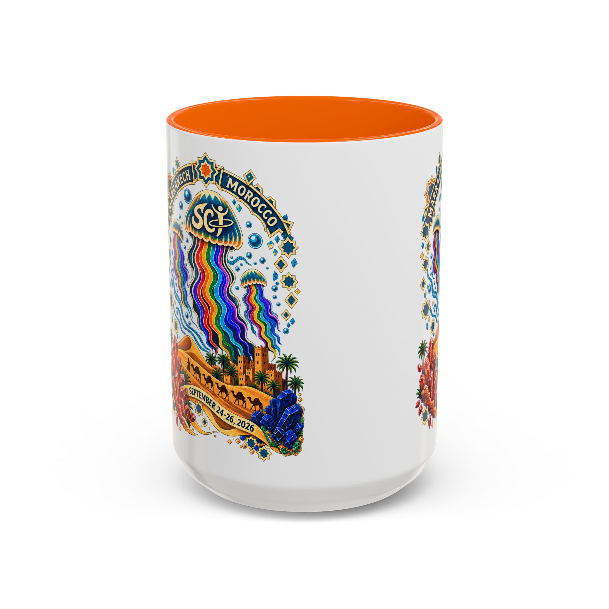 Marrakech Morocco Festival Coffee Mug — 'SC' Rainbow Desert Design (11/15oz) - Image 49