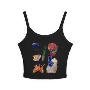 Crystal Cluster Crop Tank Top — Colorful Mineral Art Spaghetti Strap
