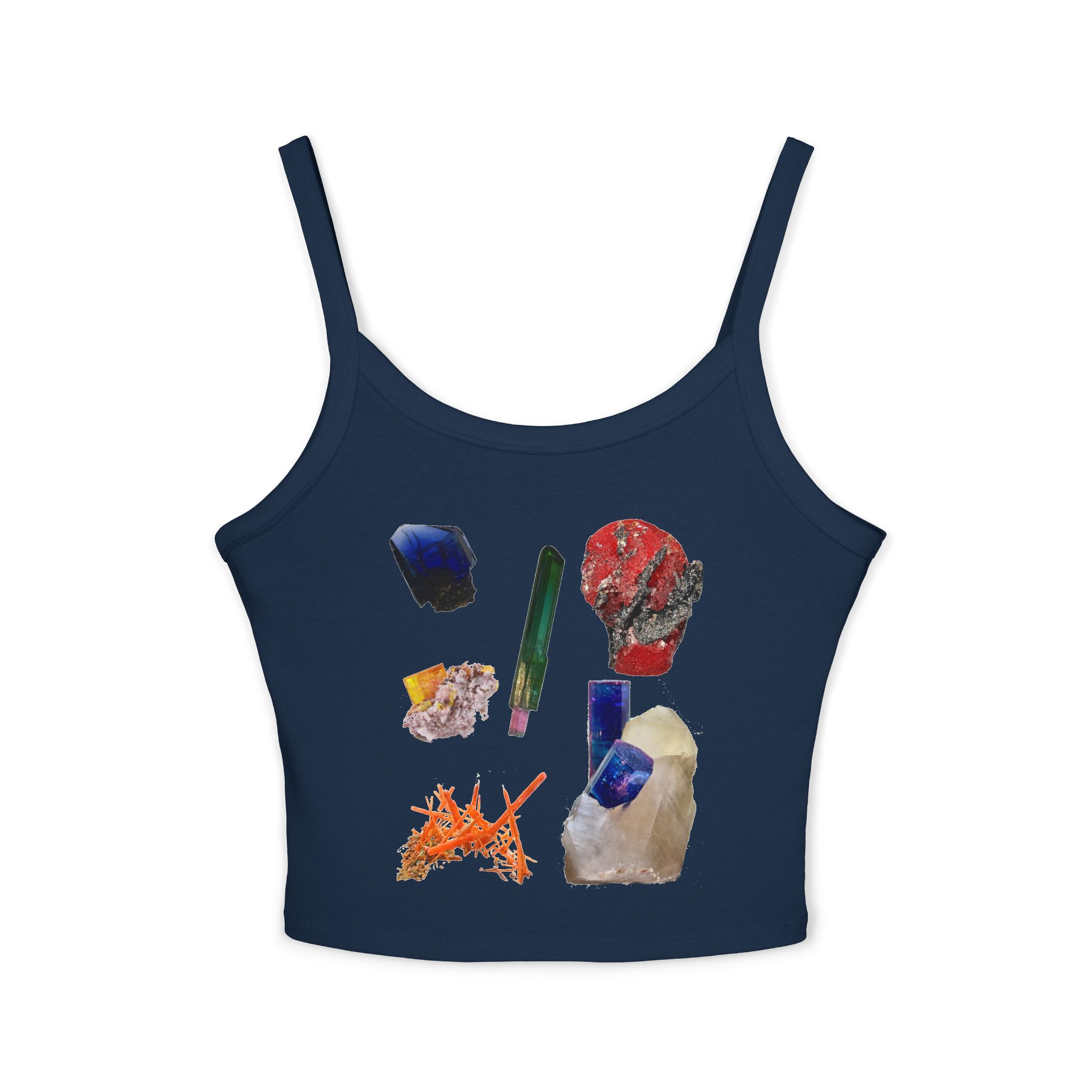 Crystal Cluster Crop Tank Top — Colorful Mineral Art Spaghetti Strap - Image 13