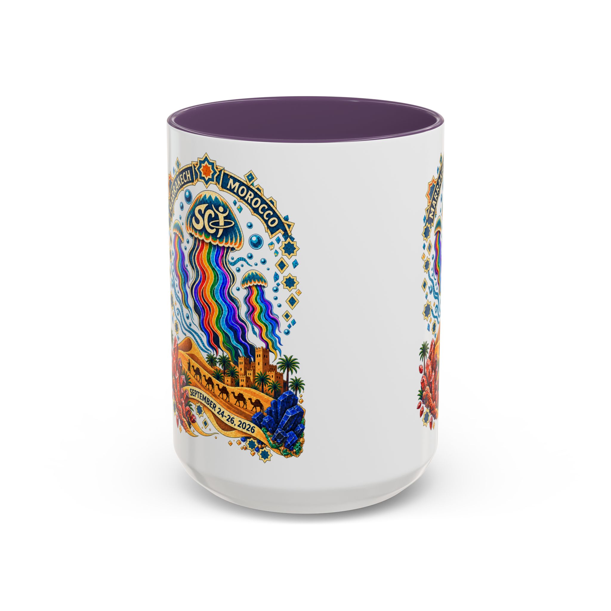 Marrakech Morocco Festival Coffee Mug — 'SC' Rainbow Desert Design (11/15oz) - Image 65