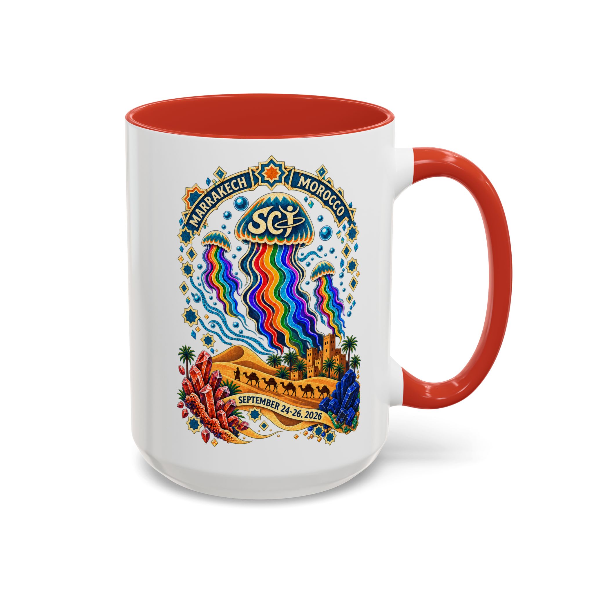 Marrakech Morocco Festival Coffee Mug — 'SC' Rainbow Desert Design (11/15oz) - Image 30