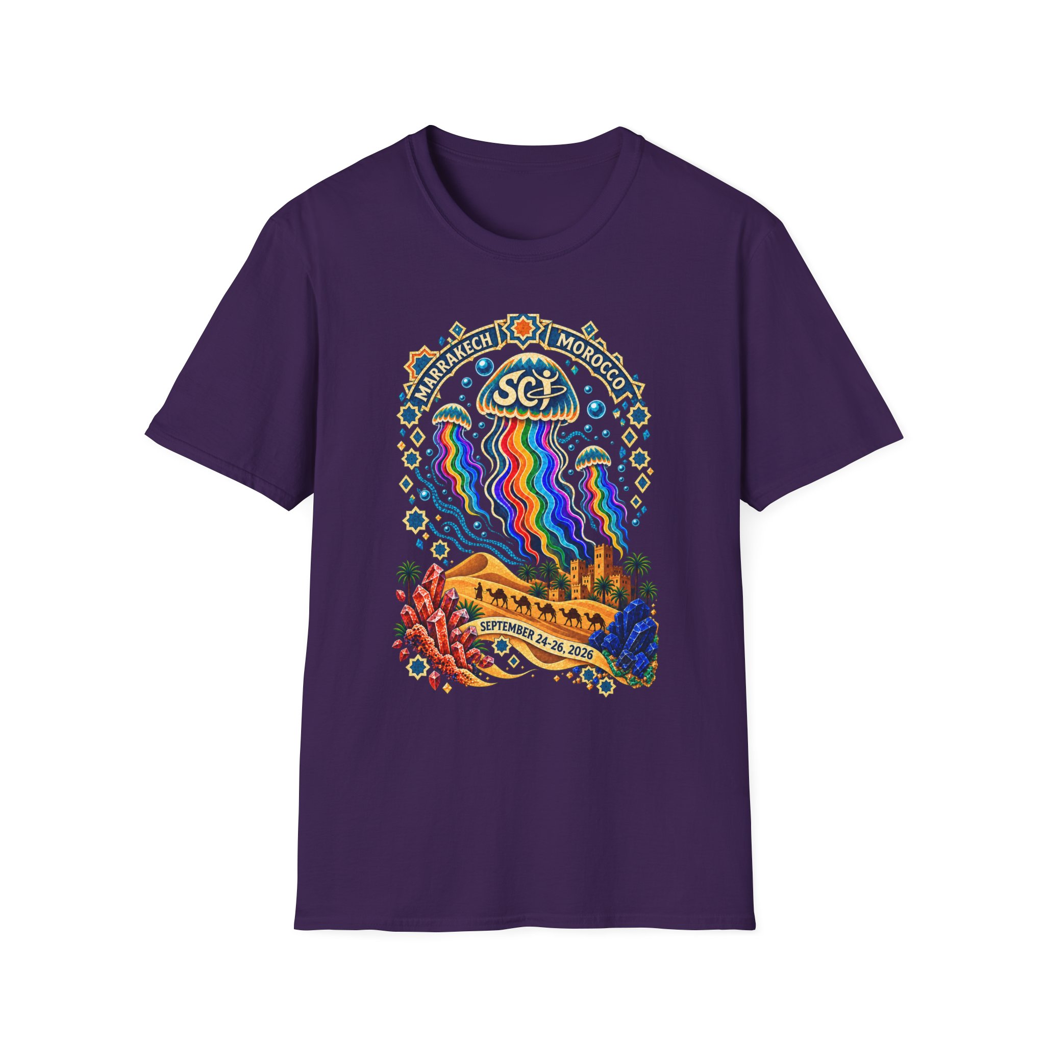 Marrakech Morocco Desert Vibes T-Shirt — Rainbow Dunes Festival Tee - Image 45