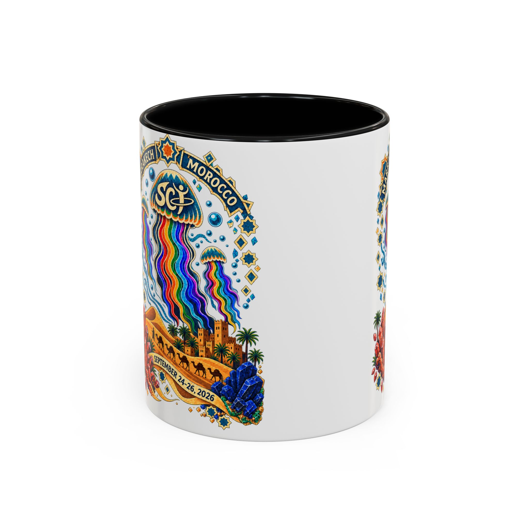 Marrakech Morocco Festival Coffee Mug — 'SC' Rainbow Desert Design (11/15oz) - Image 2