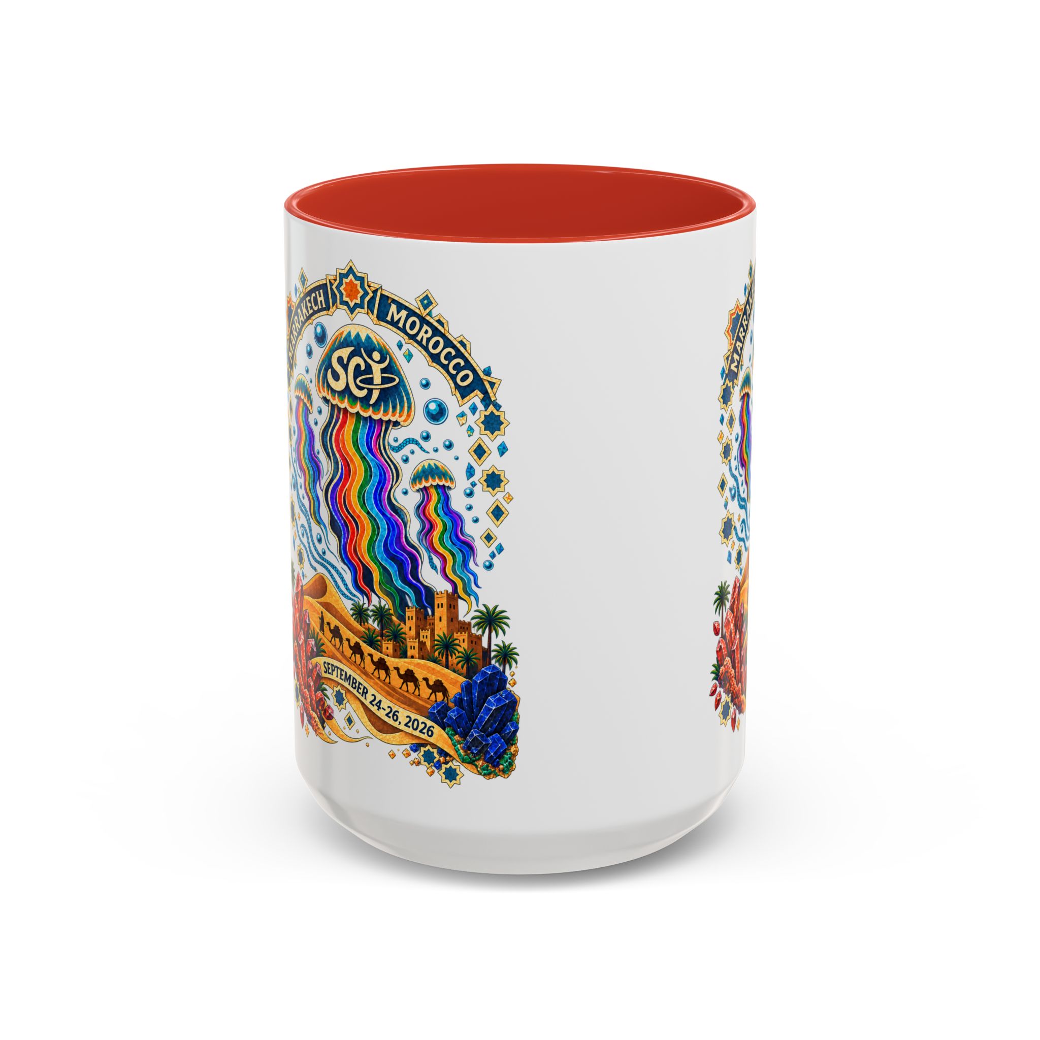 Marrakech Morocco Festival Coffee Mug — 'SC' Rainbow Desert Design (11/15oz) - Image 29