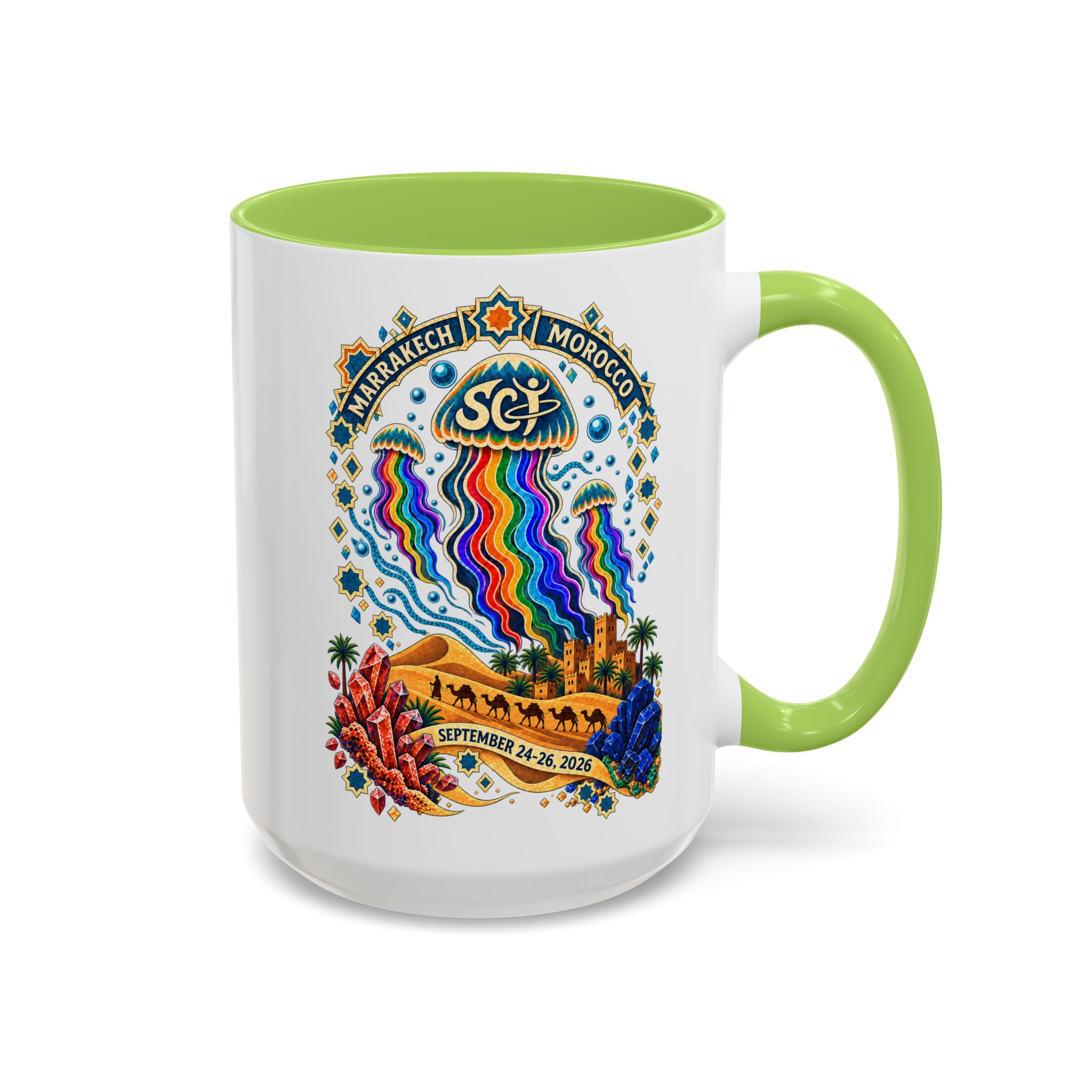 Marrakech Morocco Festival Coffee Mug — 'SC' Rainbow Desert Design (11/15oz) - Image 74