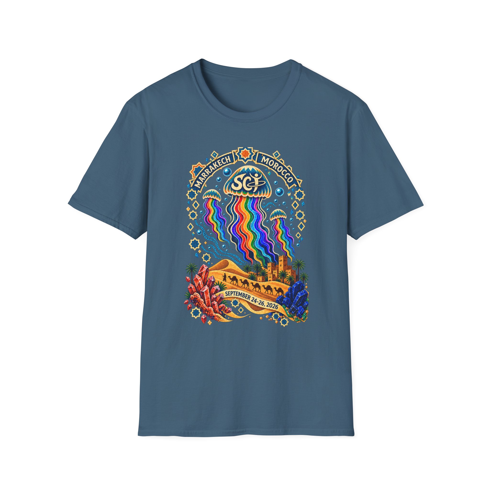 Marrakech Morocco Desert Vibes T-Shirt — Rainbow Dunes Festival Tee - Image 29
