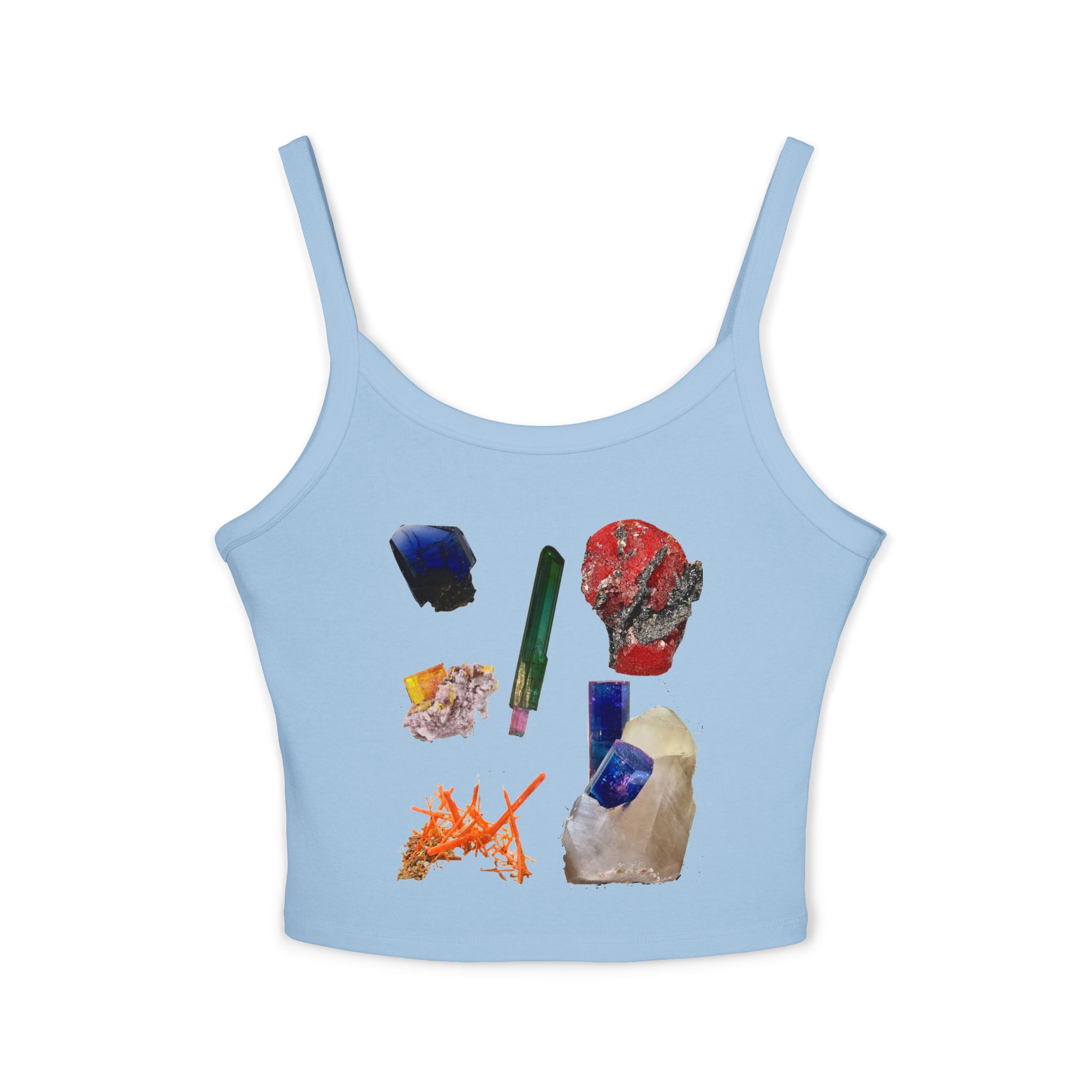 Crystal Cluster Crop Tank Top — Colorful Mineral Art Spaghetti Strap - Image 9
