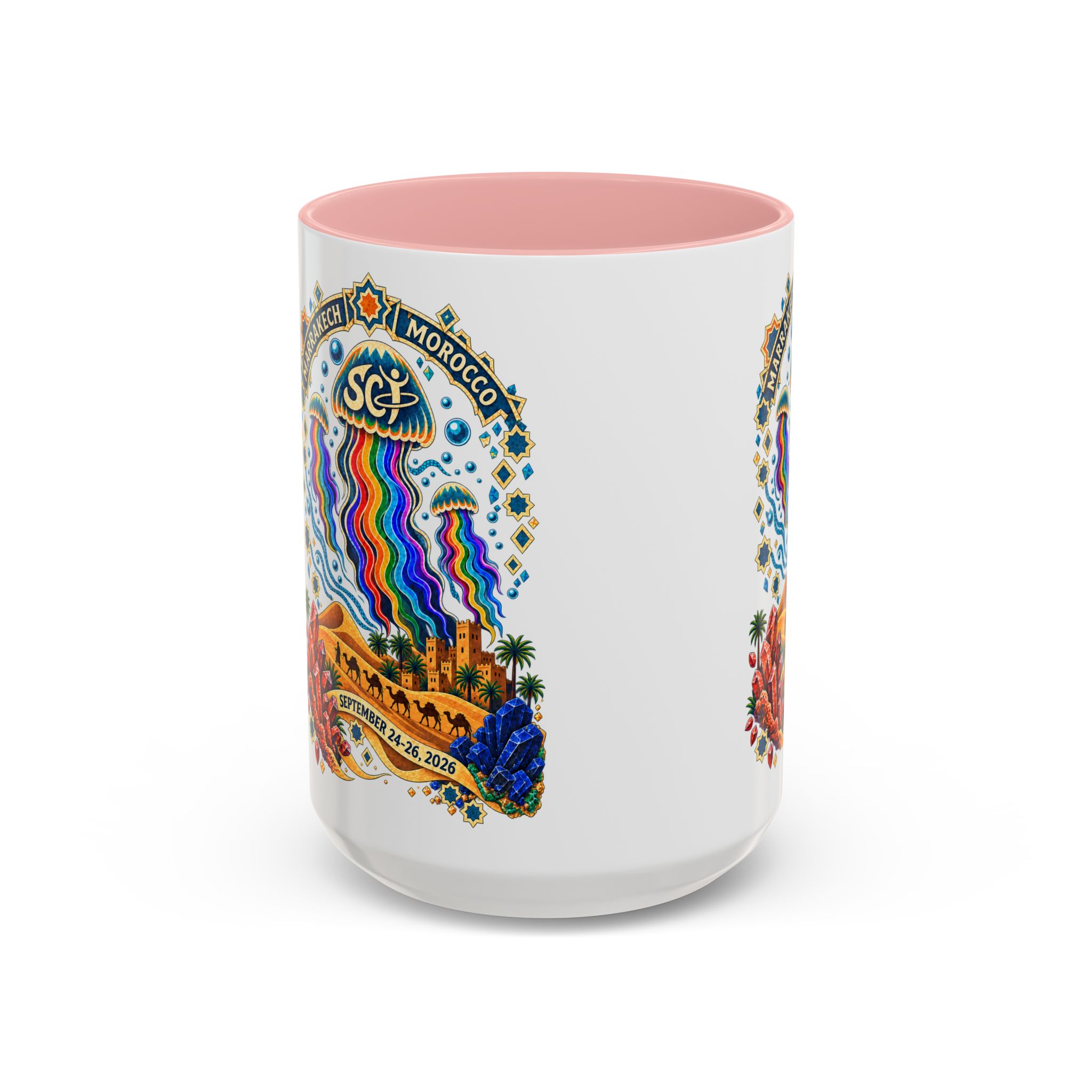 Marrakech Morocco Festival Coffee Mug — 'SC' Rainbow Desert Design (11/15oz) - Image 25