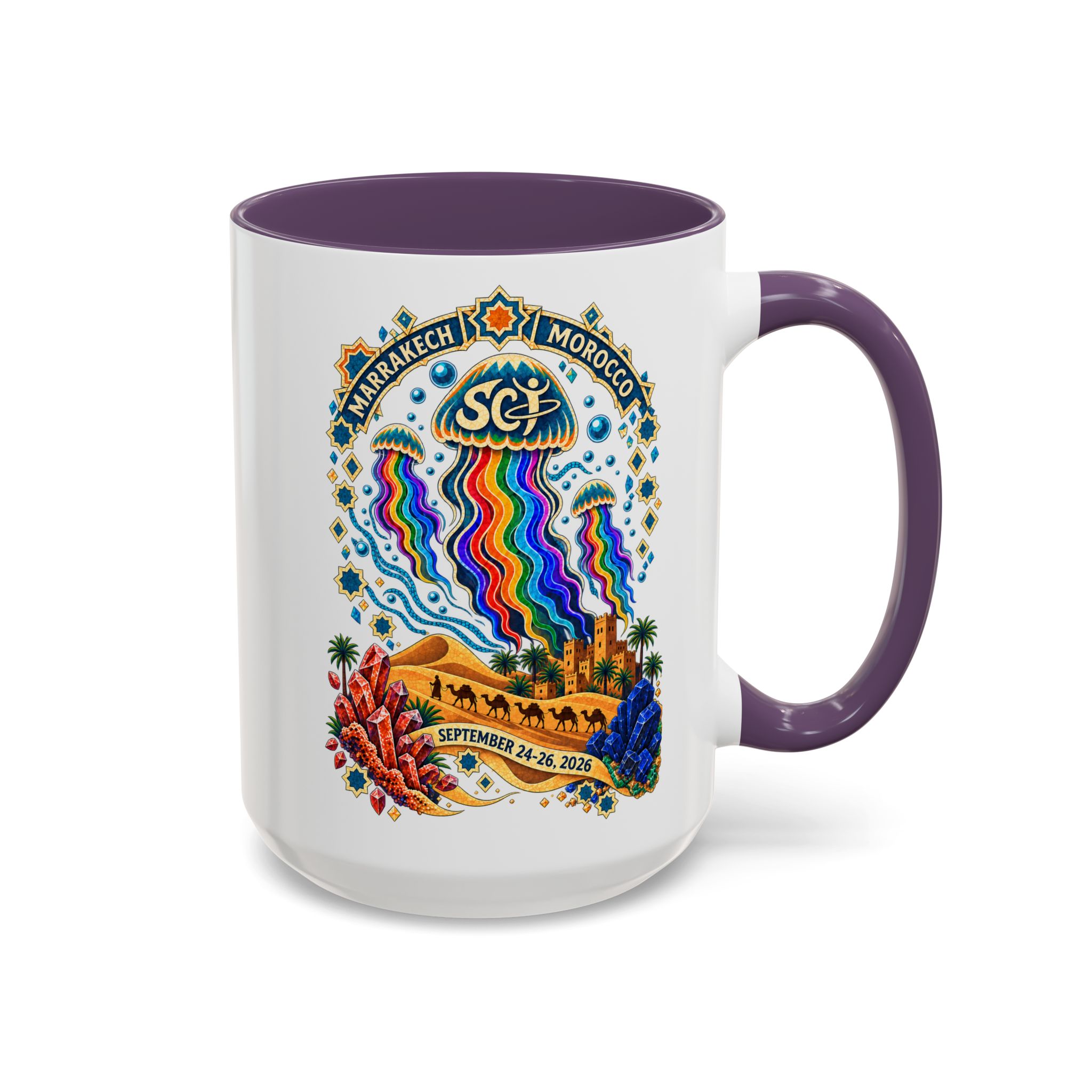 Marrakech Morocco Festival Coffee Mug — 'SC' Rainbow Desert Design (11/15oz) - Image 66