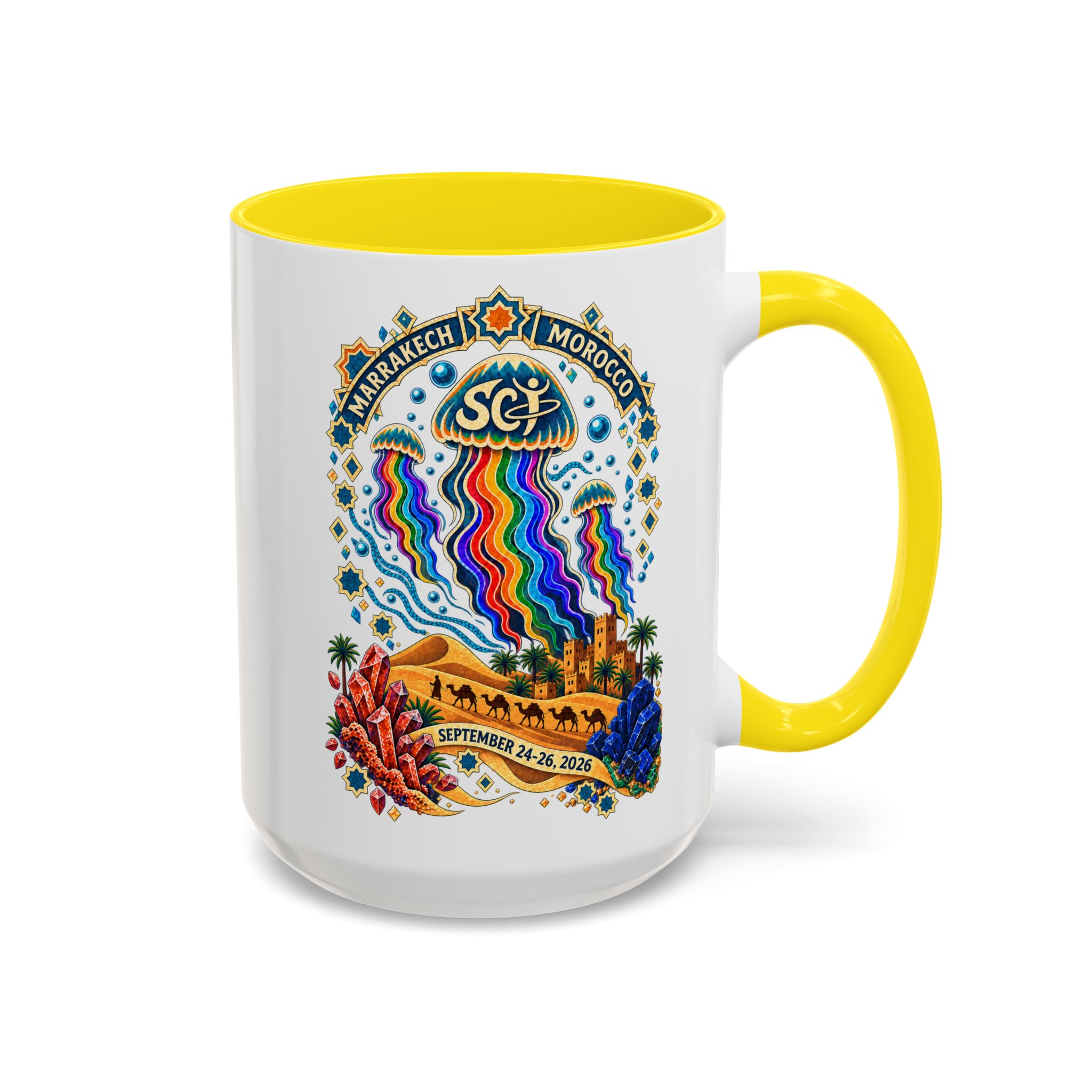 Marrakech Morocco Festival Coffee Mug — 'SC' Rainbow Desert Design (11/15oz) - Image 54