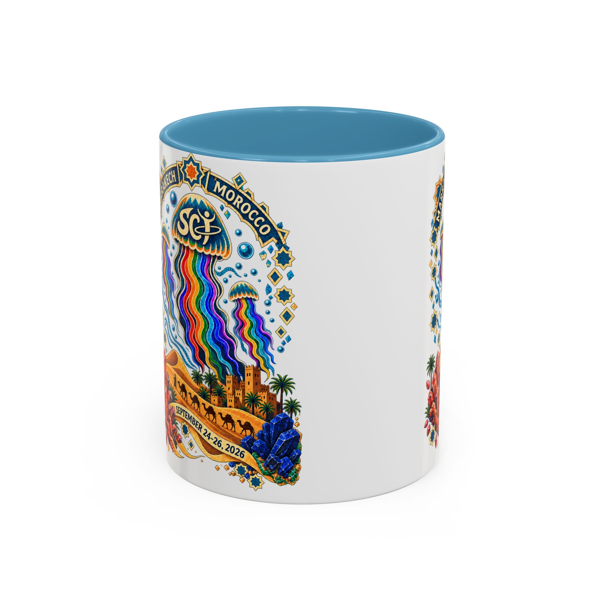 Marrakech Morocco Festival Coffee Mug — 'SC' Rainbow Desert Design (11/15oz) - Image 33