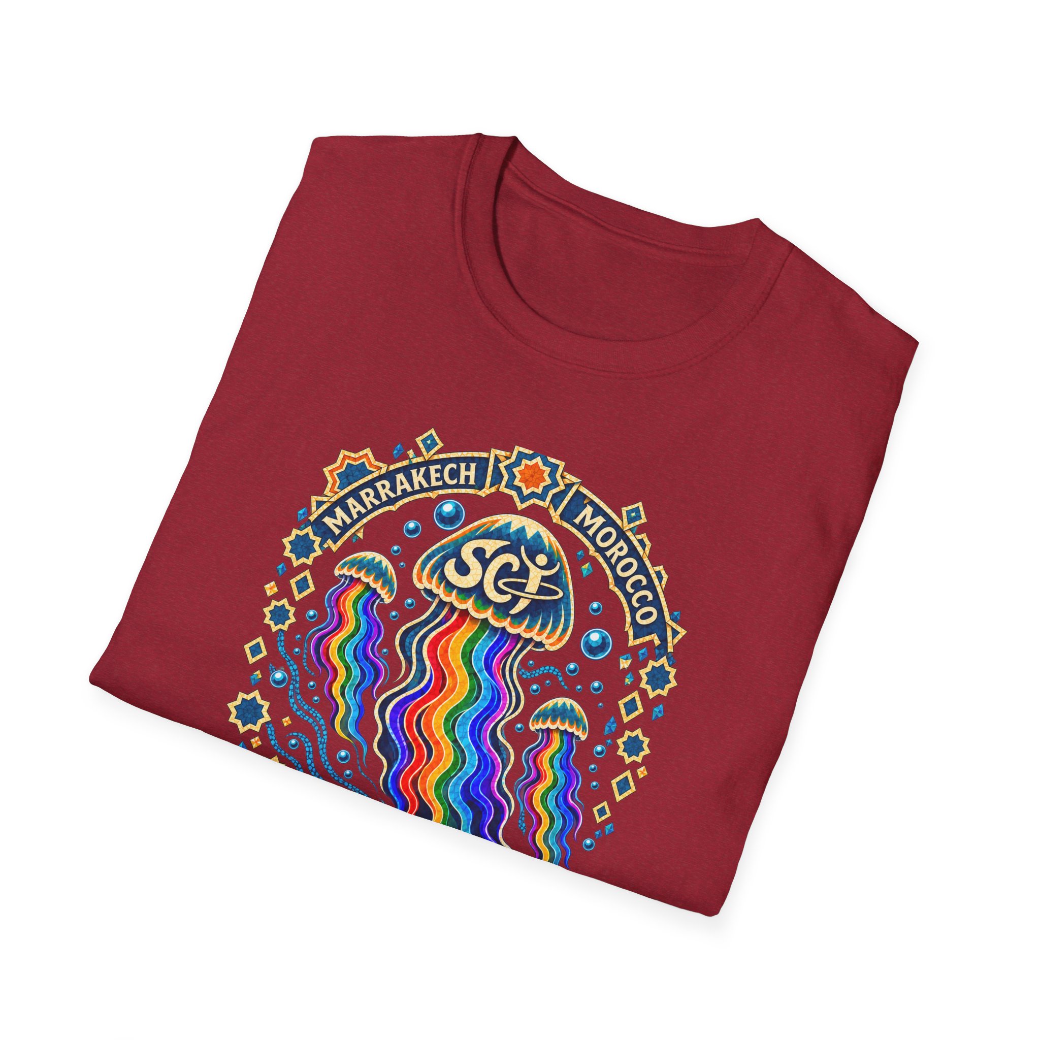 Marrakech Morocco Desert Vibes T-Shirt — Rainbow Dunes Festival Tee - Image 56