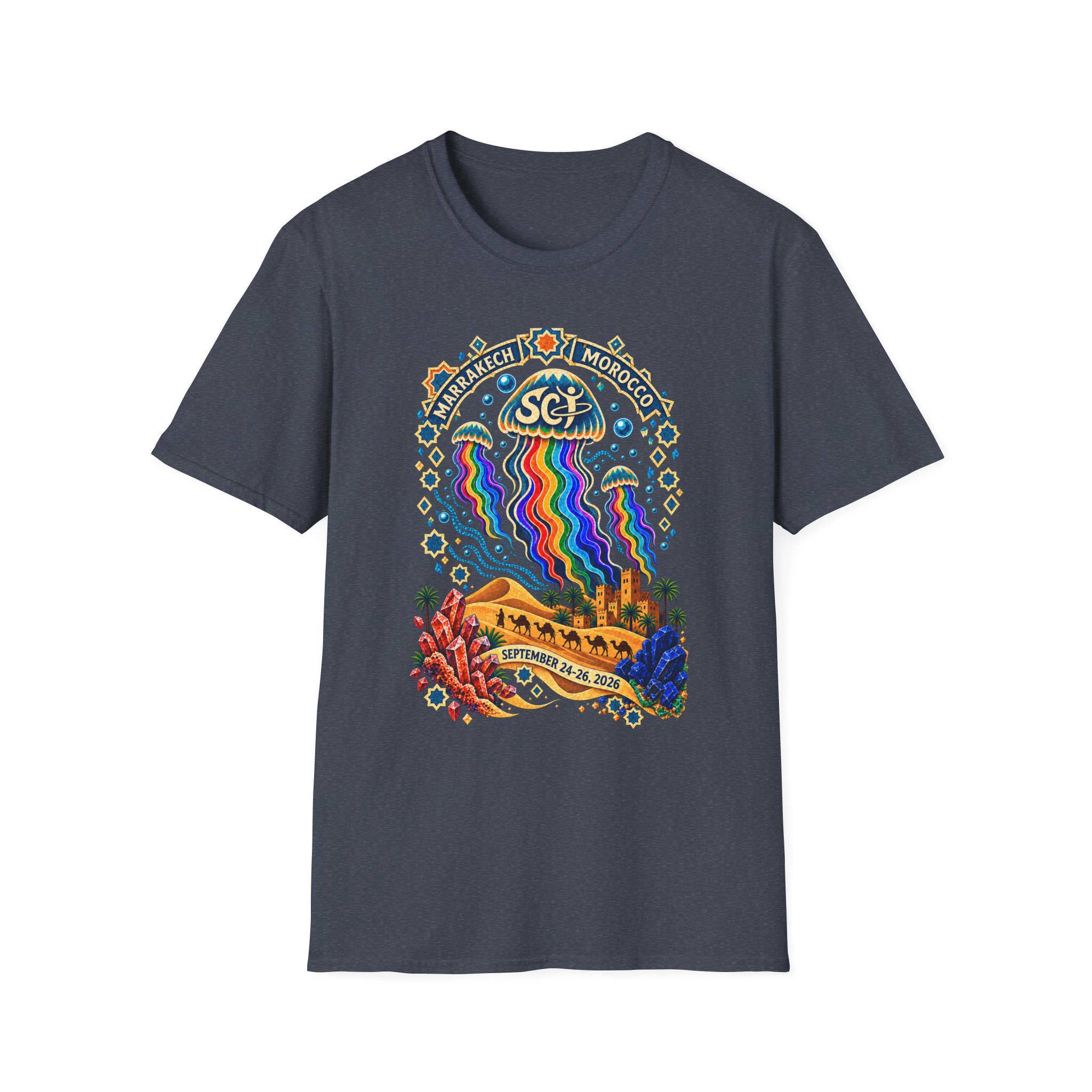 Marrakech Morocco Desert Vibes T-Shirt — Rainbow Dunes Festival Tee - Image 41