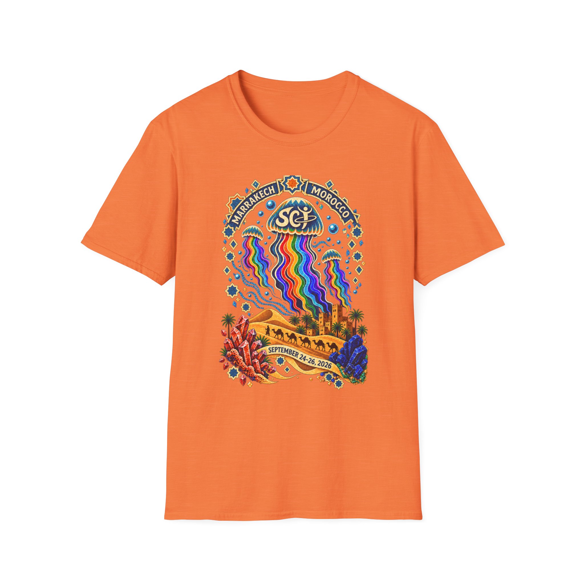 Marrakech Morocco Desert Vibes T-Shirt — Rainbow Dunes Festival Tee - Image 9