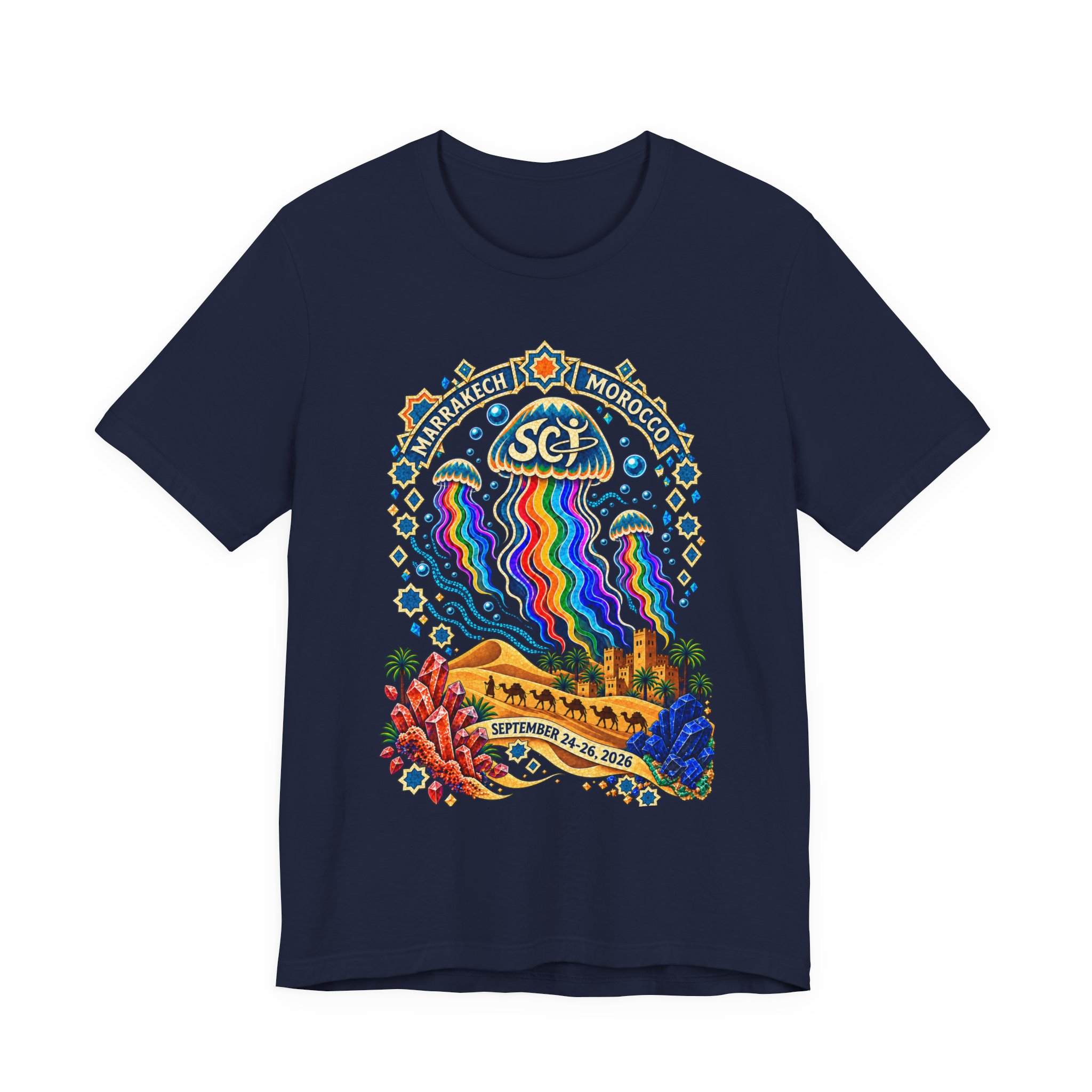 Marrakech Morocco Festival Tee — Rainbow Desert Graphic T-Shirt