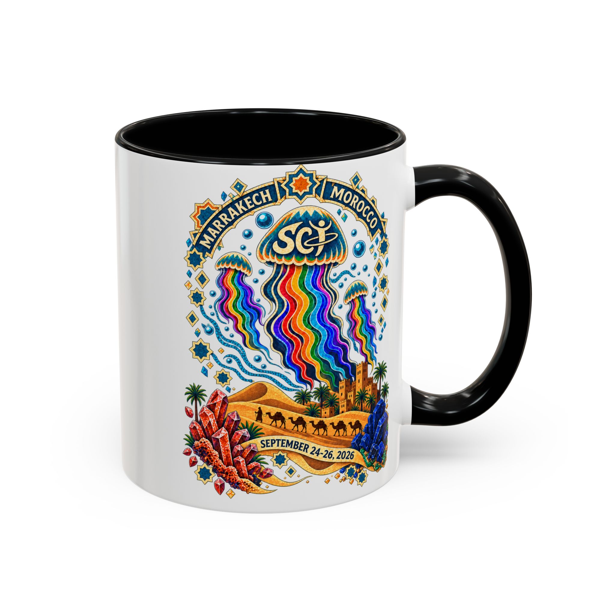 Marrakech Morocco Festival Coffee Mug — 'SC' Rainbow Desert Design (11/15oz)