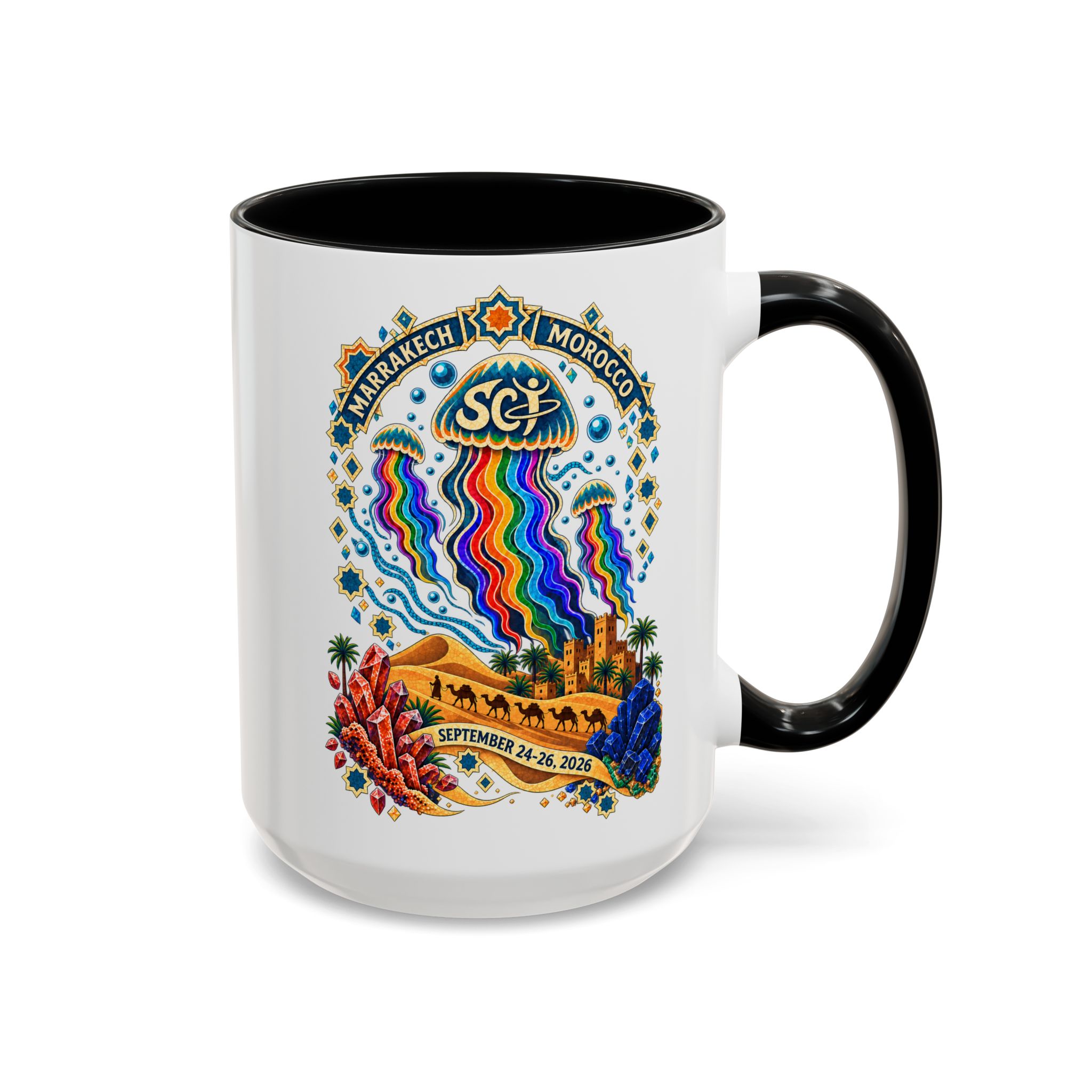 Marrakech Morocco Festival Coffee Mug — 'SC' Rainbow Desert Design (11/15oz) - Image 18