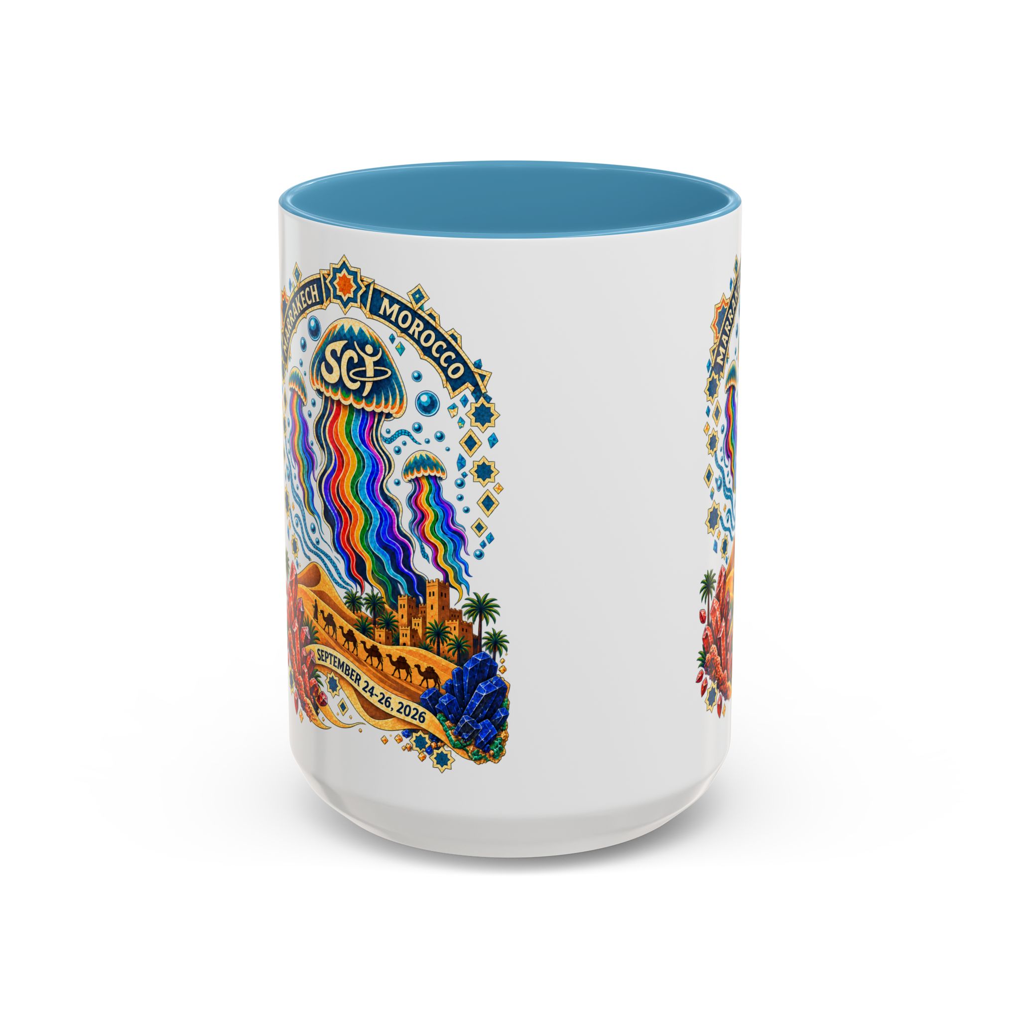 Marrakech Morocco Festival Coffee Mug — 'SC' Rainbow Desert Design (11/15oz) - Image 37