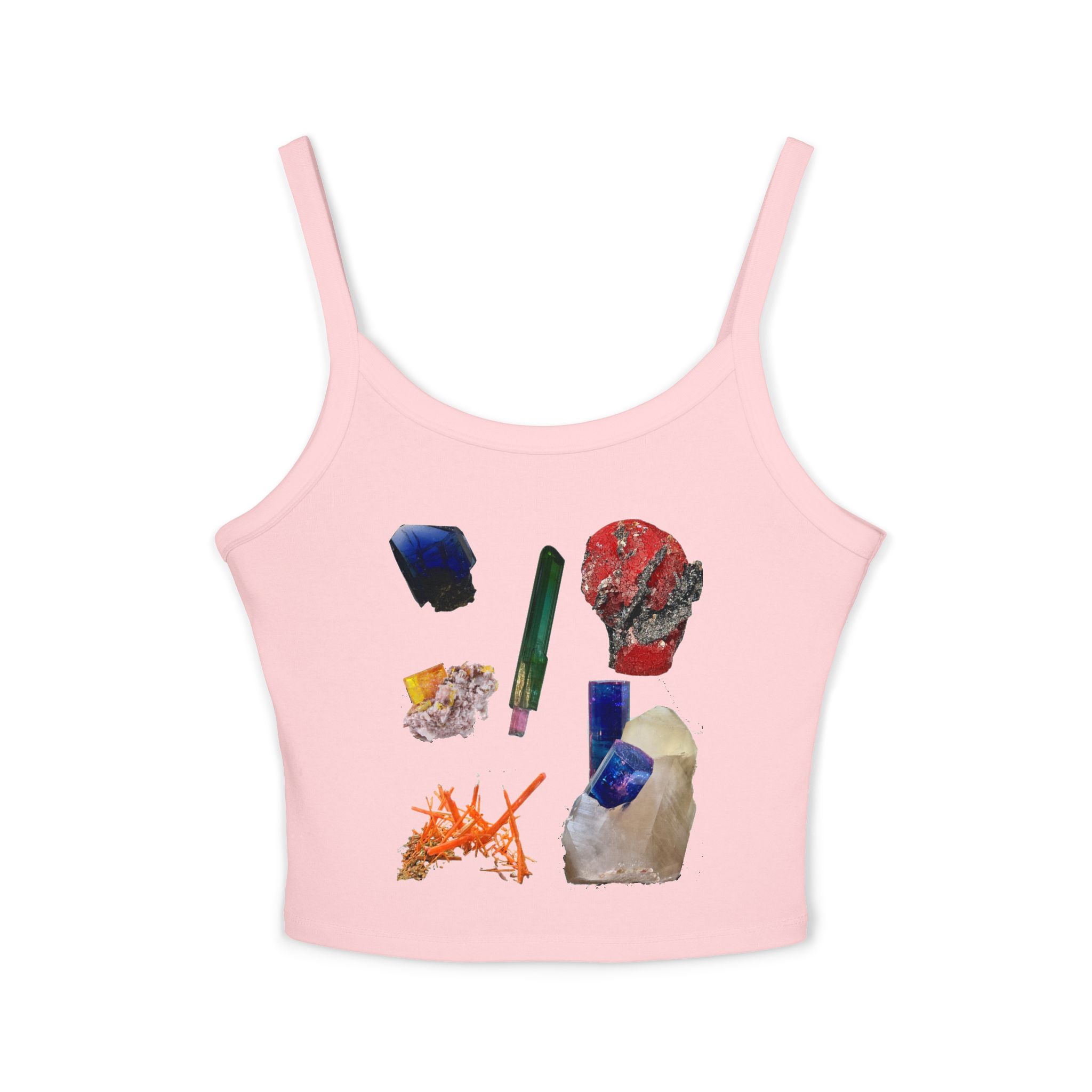 Crystal Cluster Crop Tank Top — Colorful Mineral Art Spaghetti Strap - Image 17