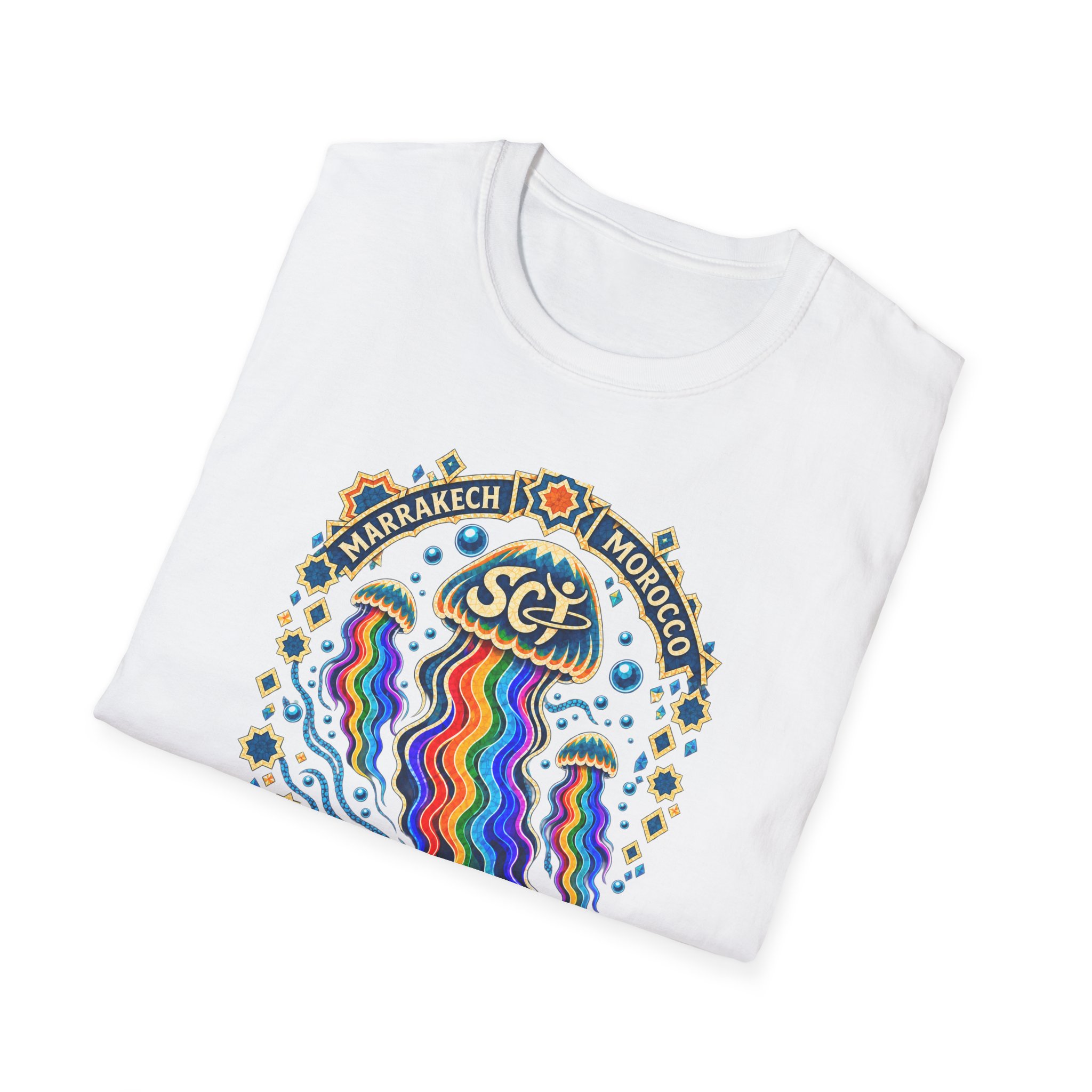 Marrakech Morocco Desert Vibes T-Shirt — Rainbow Dunes Festival Tee - Image 8