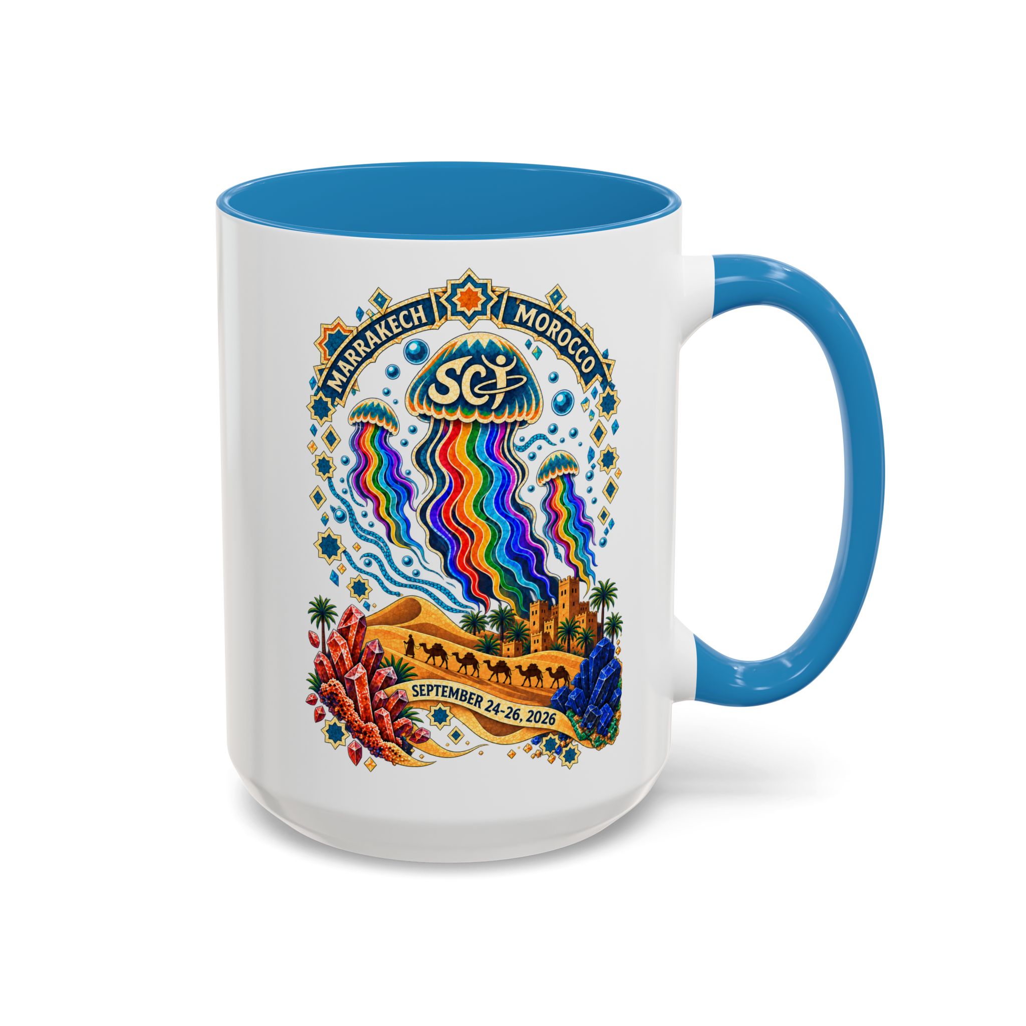 Marrakech Morocco Festival Coffee Mug — 'SC' Rainbow Desert Design (11/15oz) - Image 78