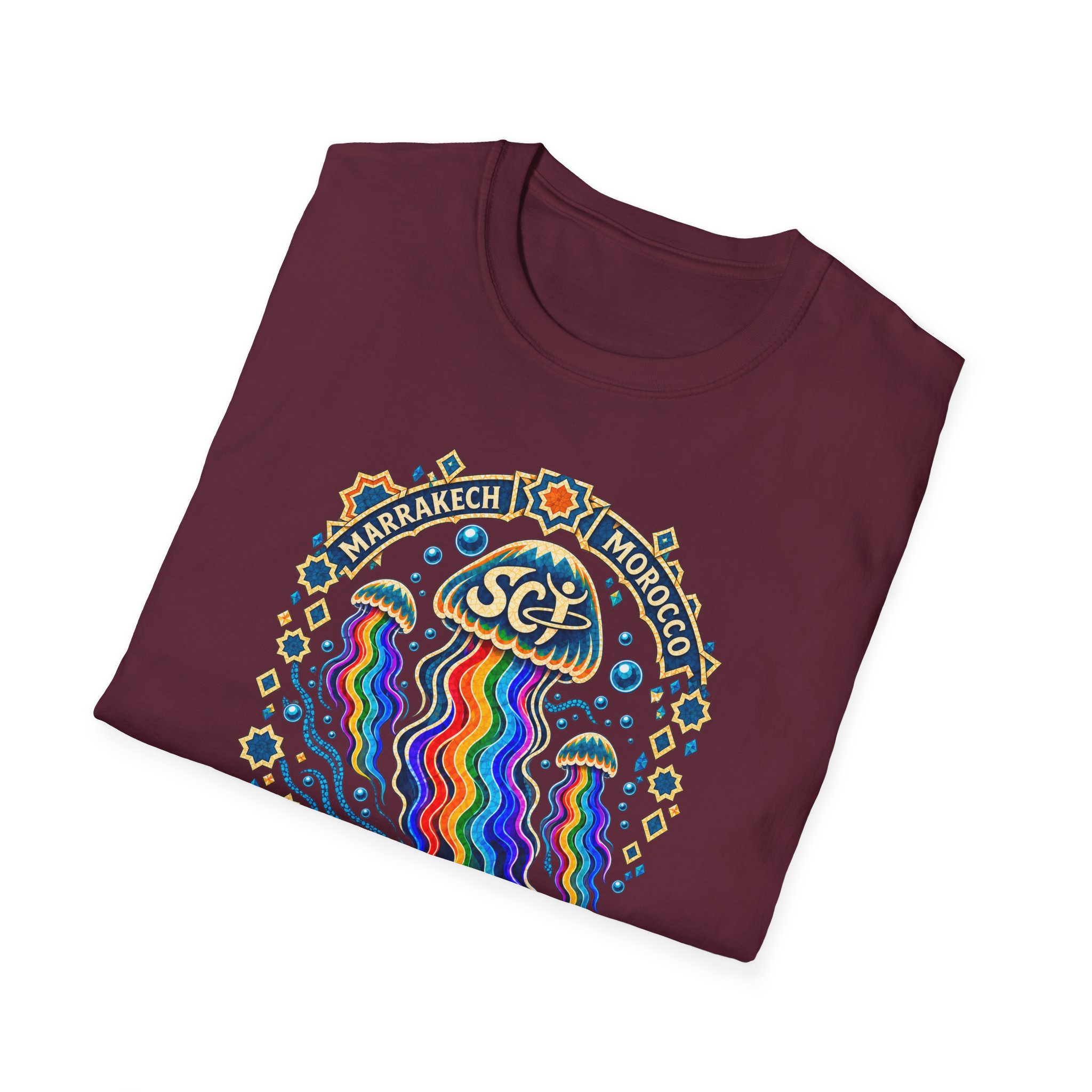 Marrakech Morocco Desert Vibes T-Shirt — Rainbow Dunes Festival Tee - Image 4