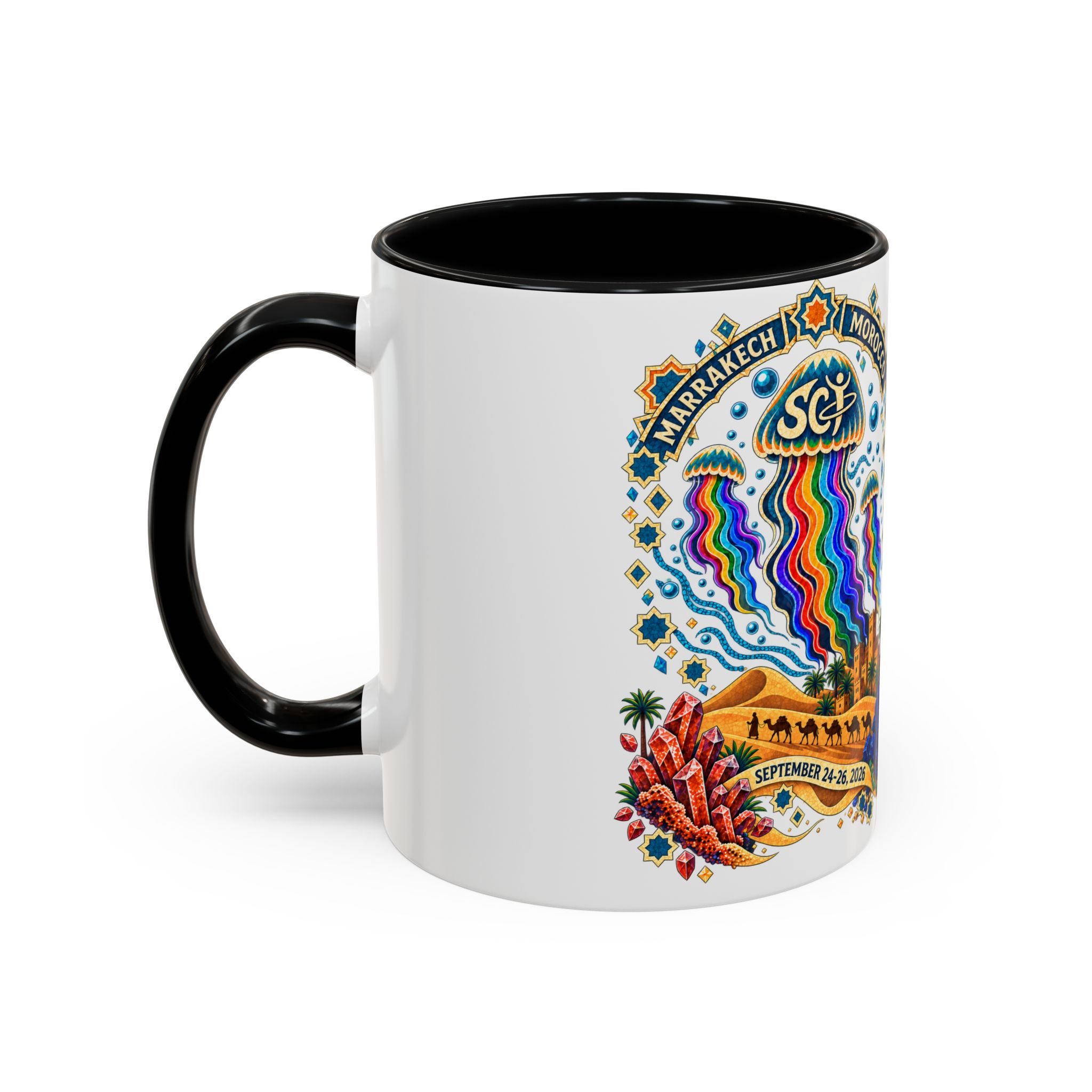 Marrakech Morocco Festival Coffee Mug — 'SC' Rainbow Desert Design (11/15oz) - Image 3