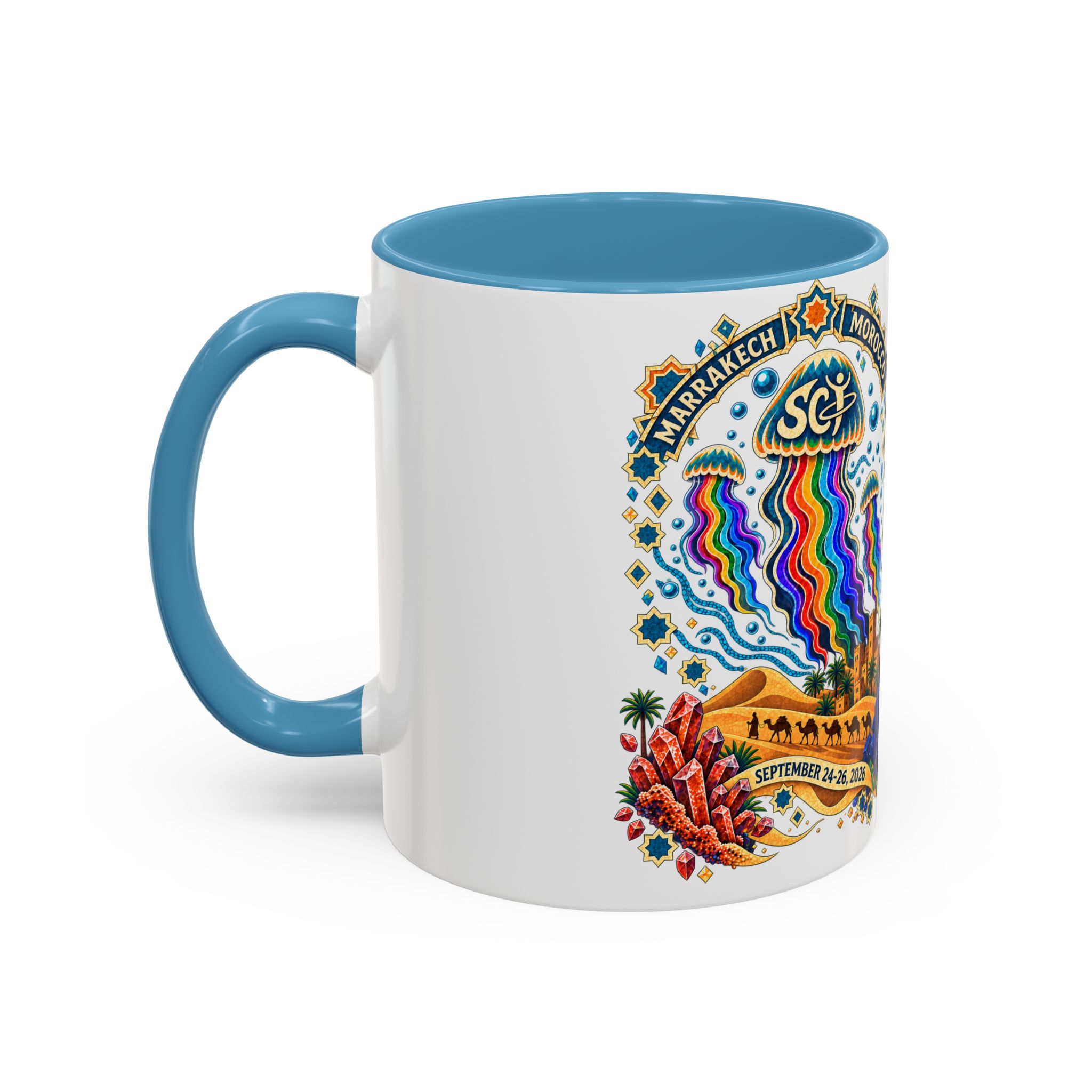 Marrakech Morocco Festival Coffee Mug — 'SC' Rainbow Desert Design (11/15oz) - Image 35