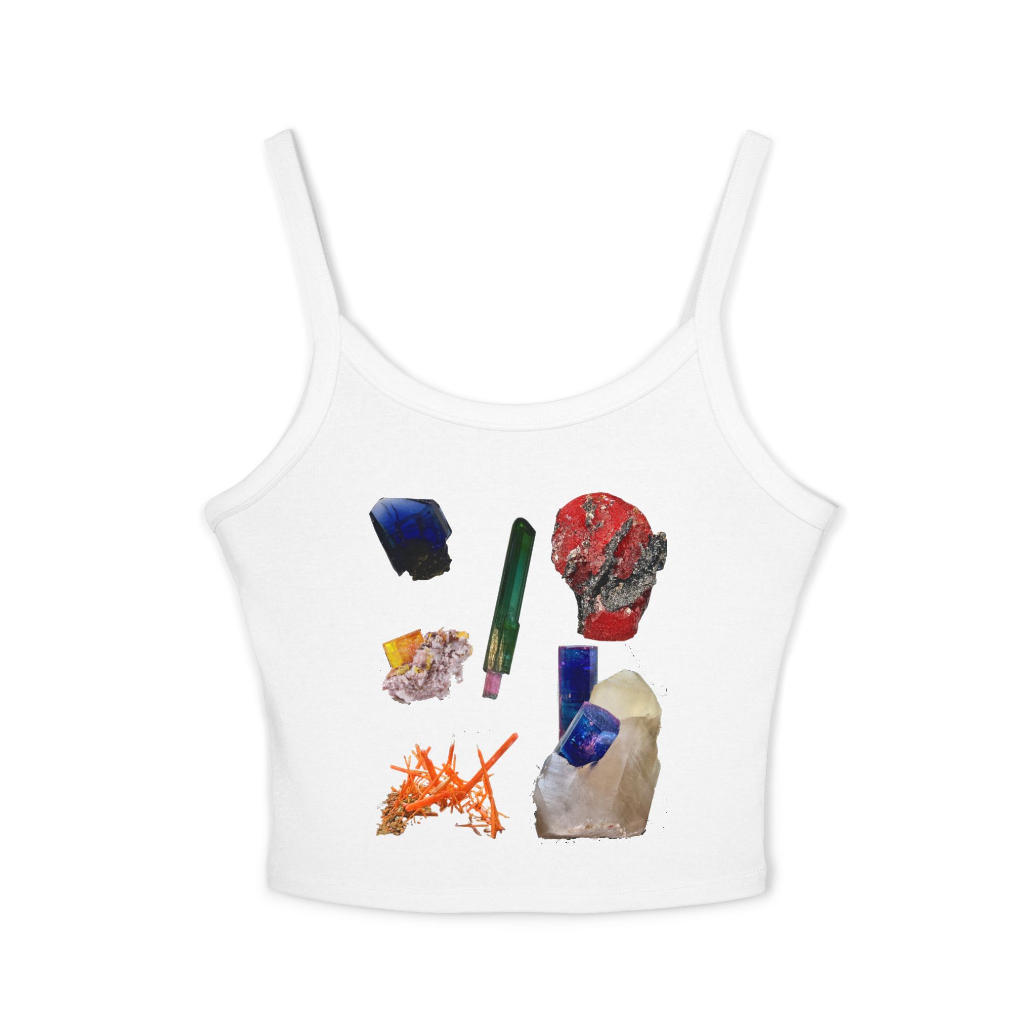 Crystal Cluster Crop Tank Top — Colorful Mineral Art Spaghetti Strap - Image 5