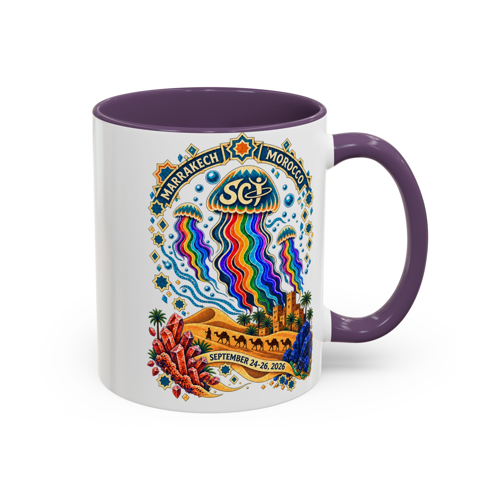 Marrakech Morocco Festival Coffee Mug — 'SC' Rainbow Desert Design (11/15oz) - Image 62