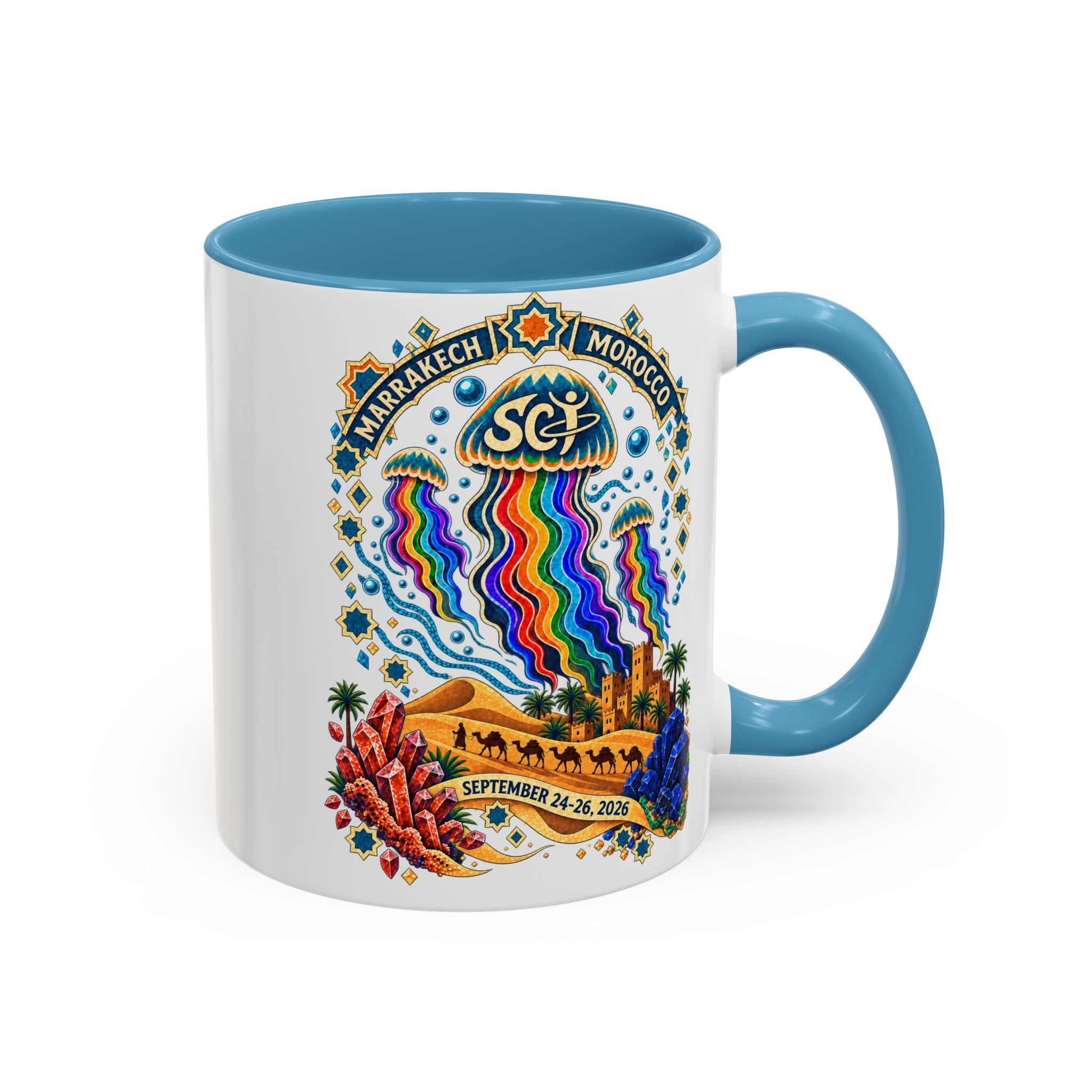 Marrakech Morocco Festival Coffee Mug — 'SC' Rainbow Desert Design (11/15oz) - Image 34