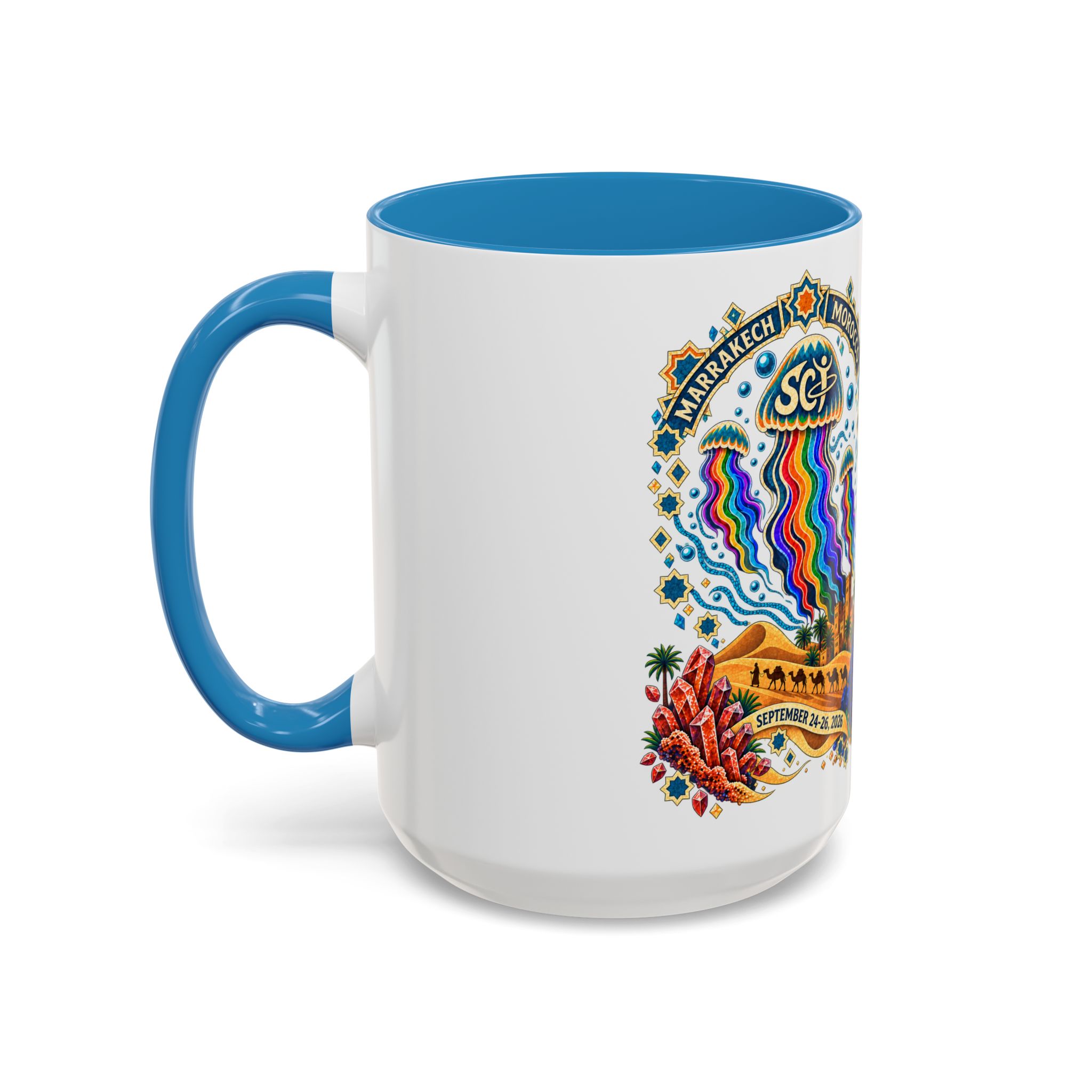 Marrakech Morocco Festival Coffee Mug — 'SC' Rainbow Desert Design (11/15oz) - Image 79