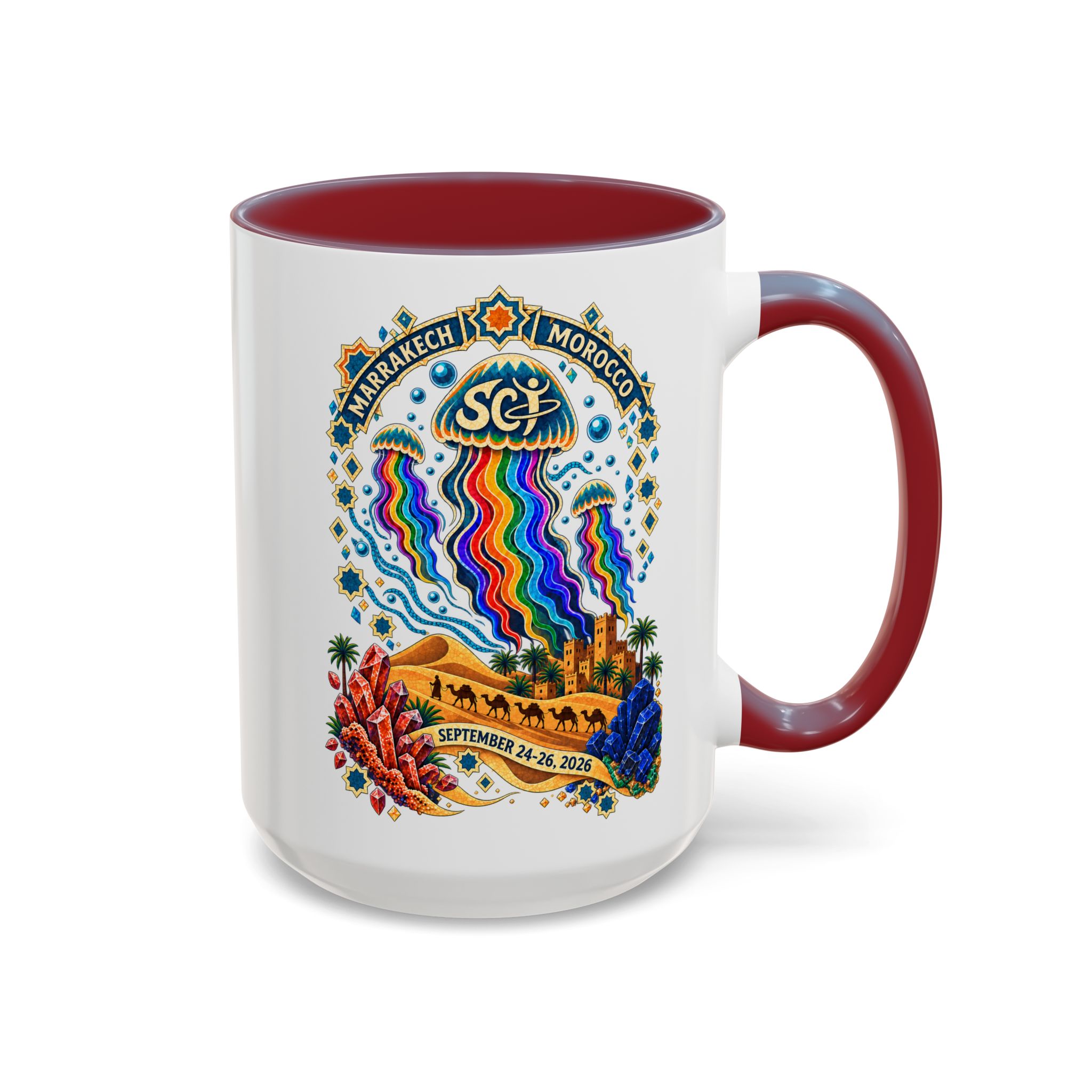 Marrakech Morocco Festival Coffee Mug — 'SC' Rainbow Desert Design (11/15oz) - Image 82