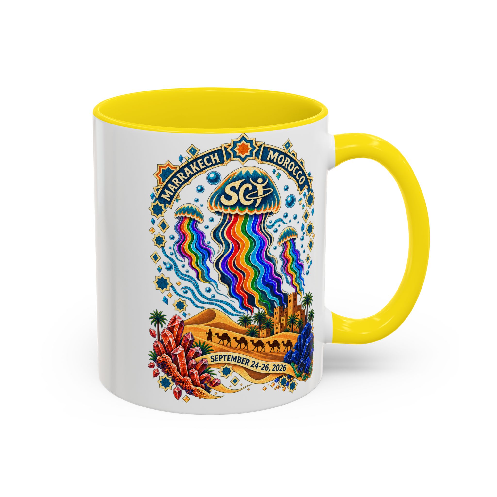Marrakech Morocco Festival Coffee Mug — 'SC' Rainbow Desert Design (11/15oz) - Image 46