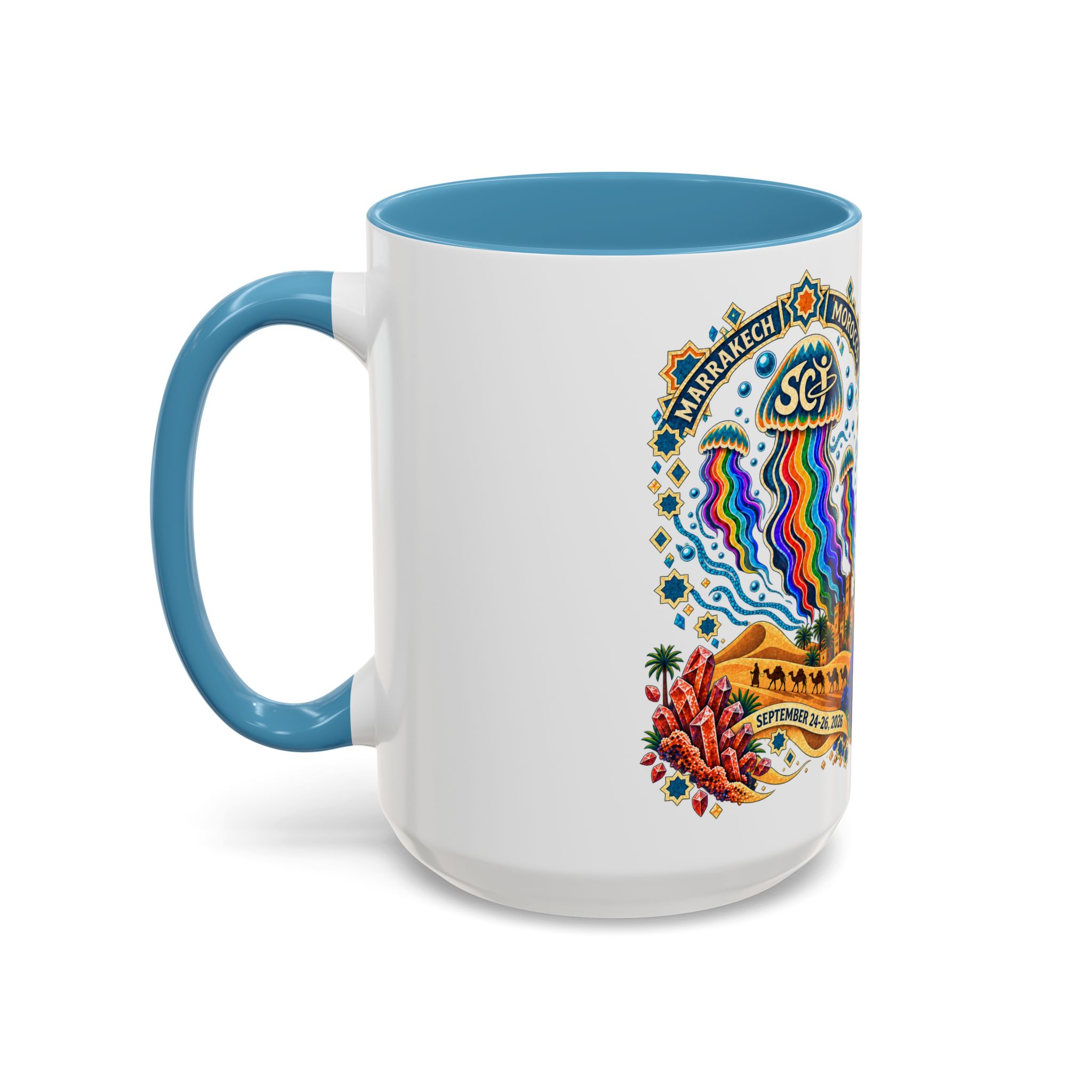 Marrakech Morocco Festival Coffee Mug — 'SC' Rainbow Desert Design (11/15oz) - Image 39