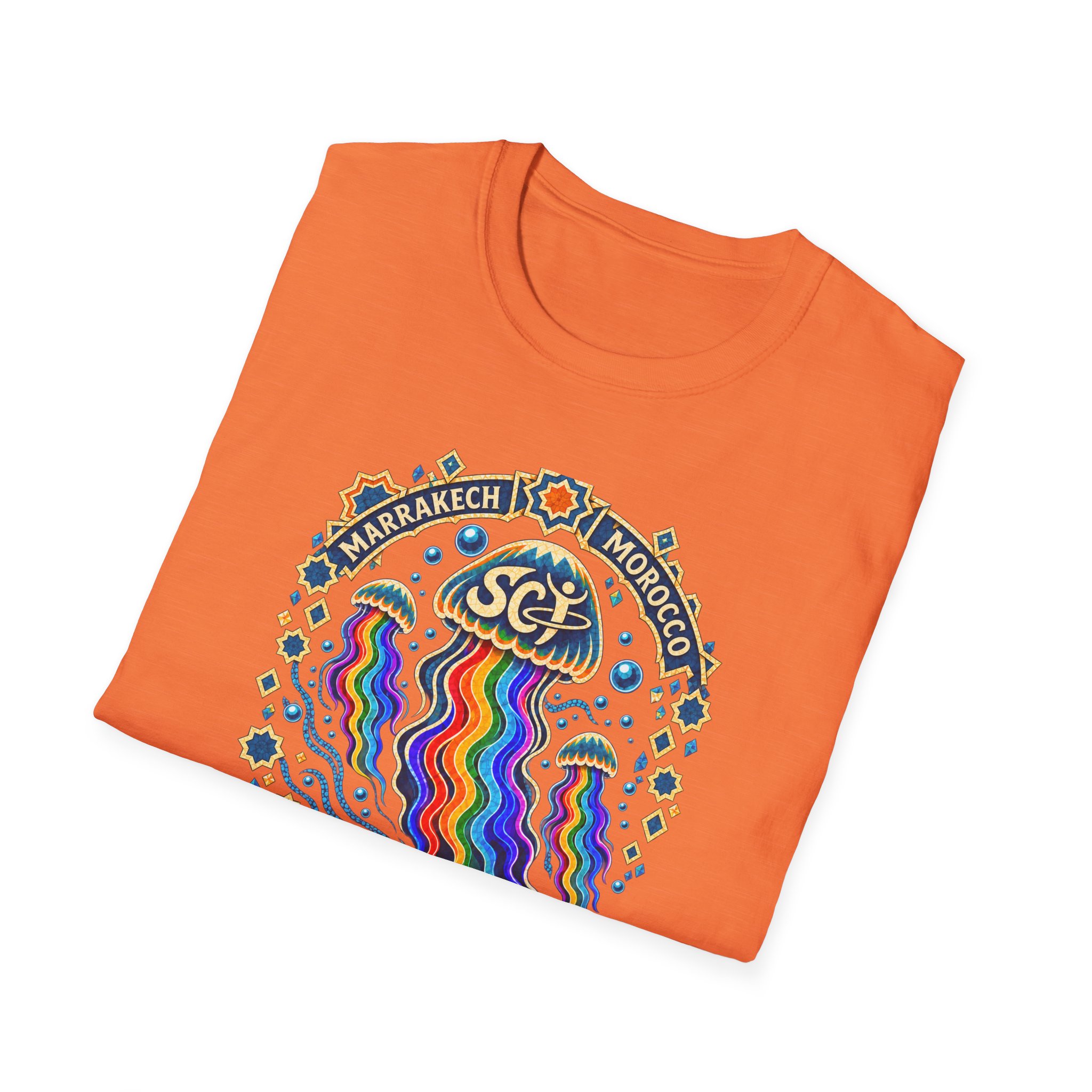 Marrakech Morocco Desert Vibes T-Shirt — Rainbow Dunes Festival Tee - Image 12
