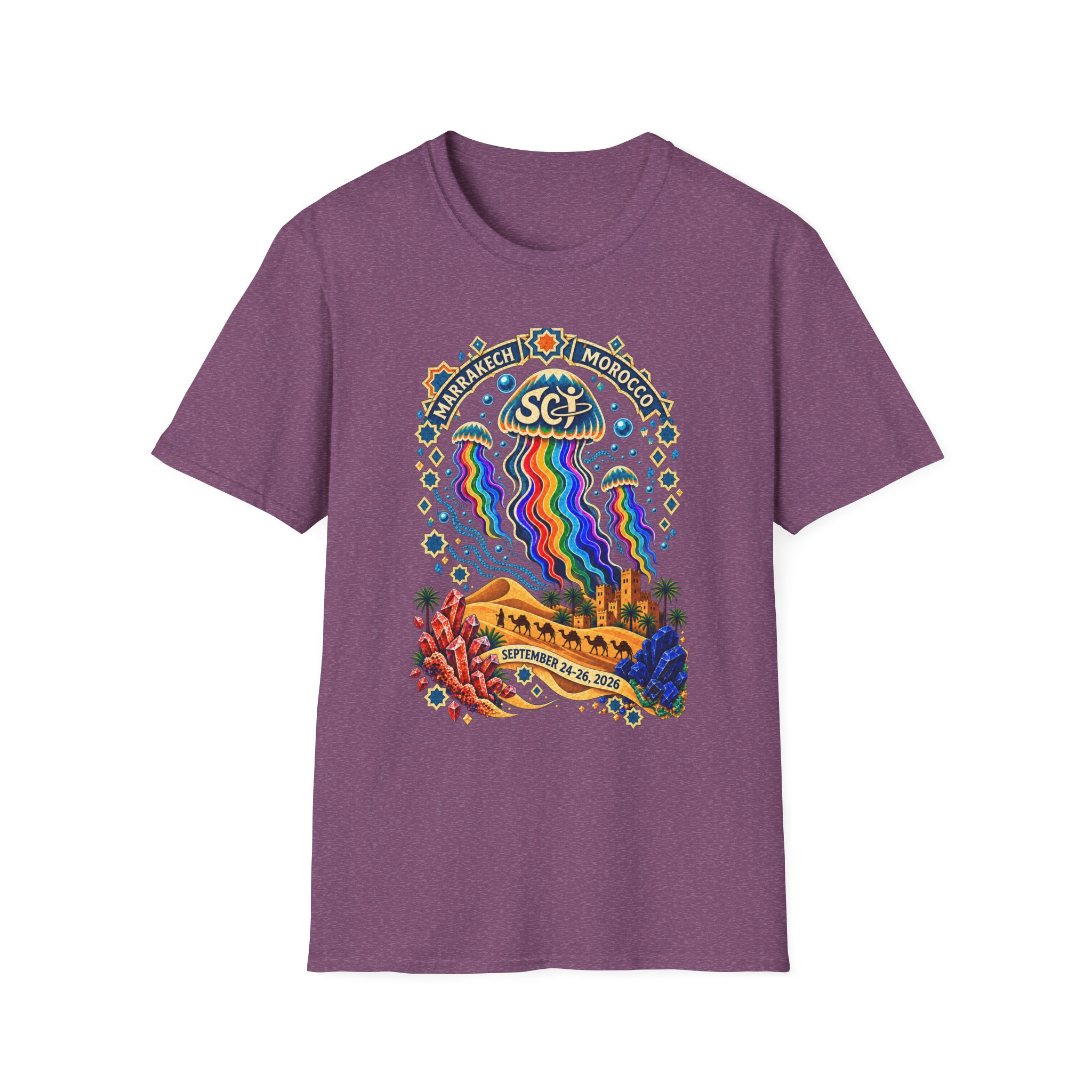 Marrakech Morocco Desert Vibes T-Shirt — Rainbow Dunes Festival Tee - Image 49