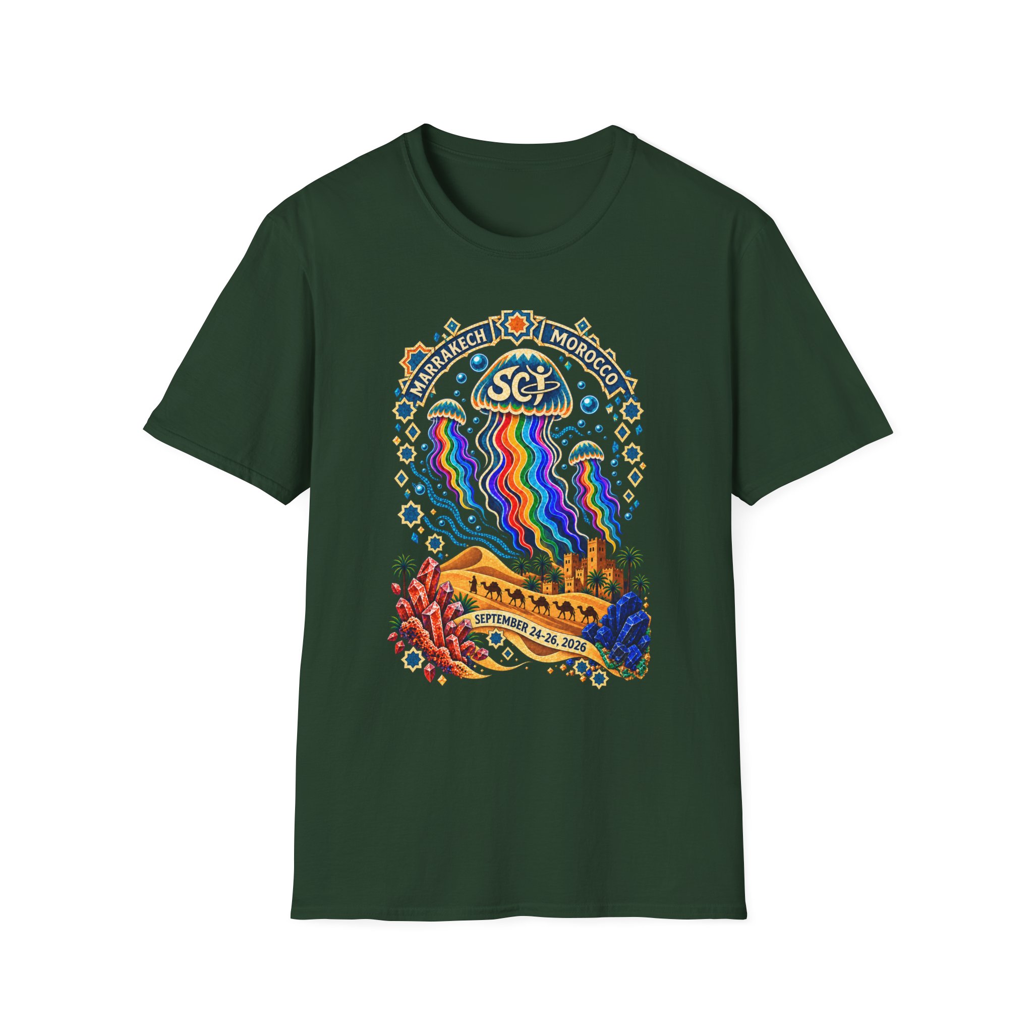 Marrakech Morocco Desert Vibes T-Shirt — Rainbow Dunes Festival Tee - Image 21