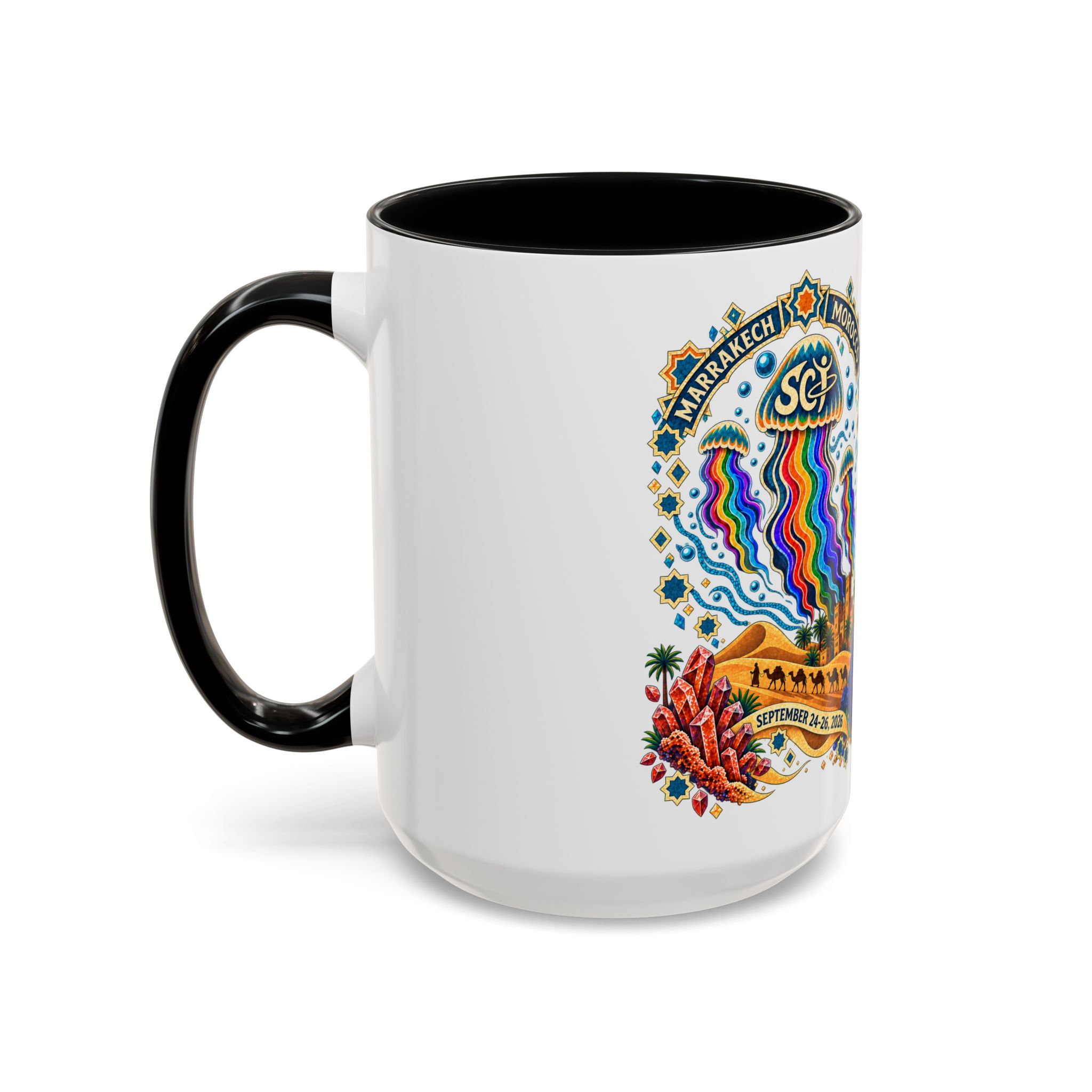 Marrakech Morocco Festival Coffee Mug — 'SC' Rainbow Desert Design (11/15oz) - Image 19