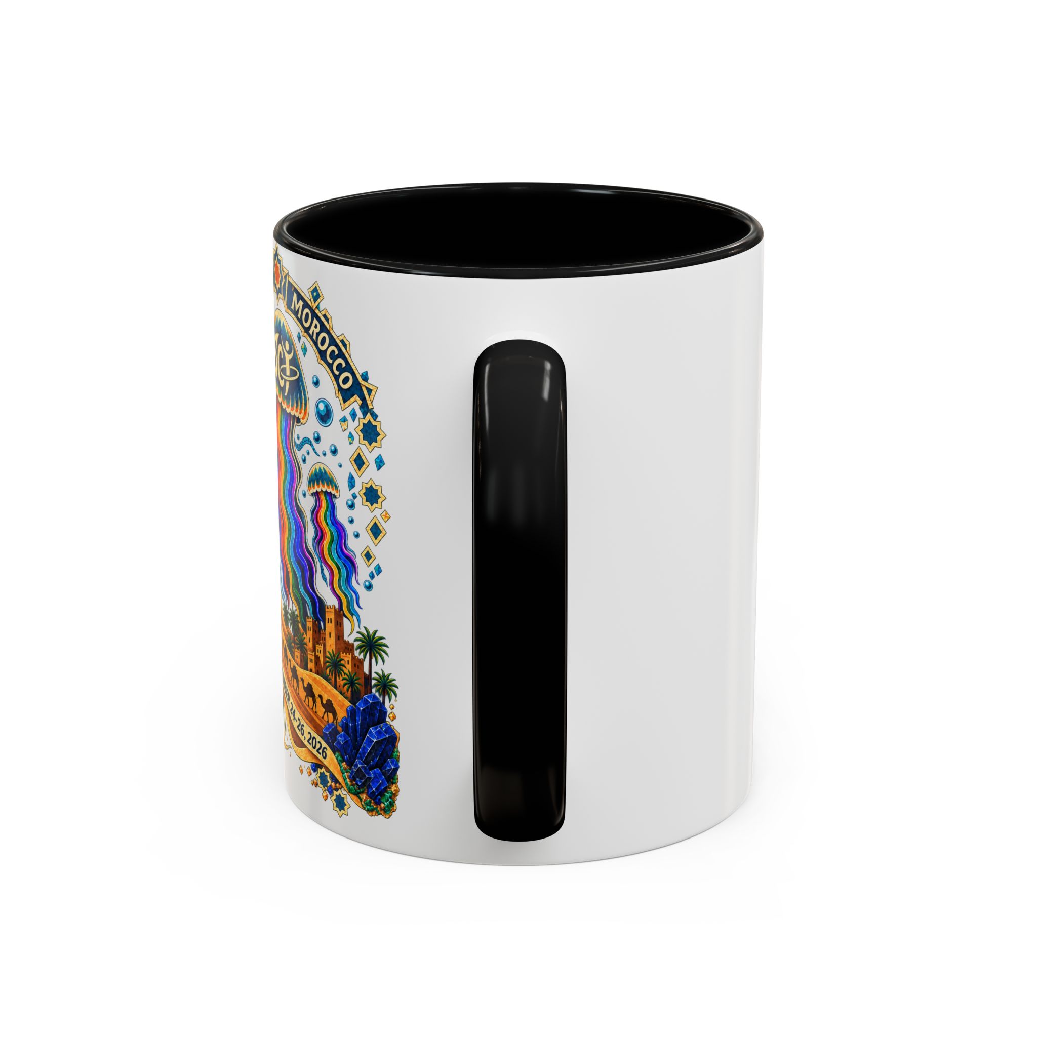 Marrakech Morocco Festival Coffee Mug — 'SC' Rainbow Desert Design (11/15oz) - Image 4
