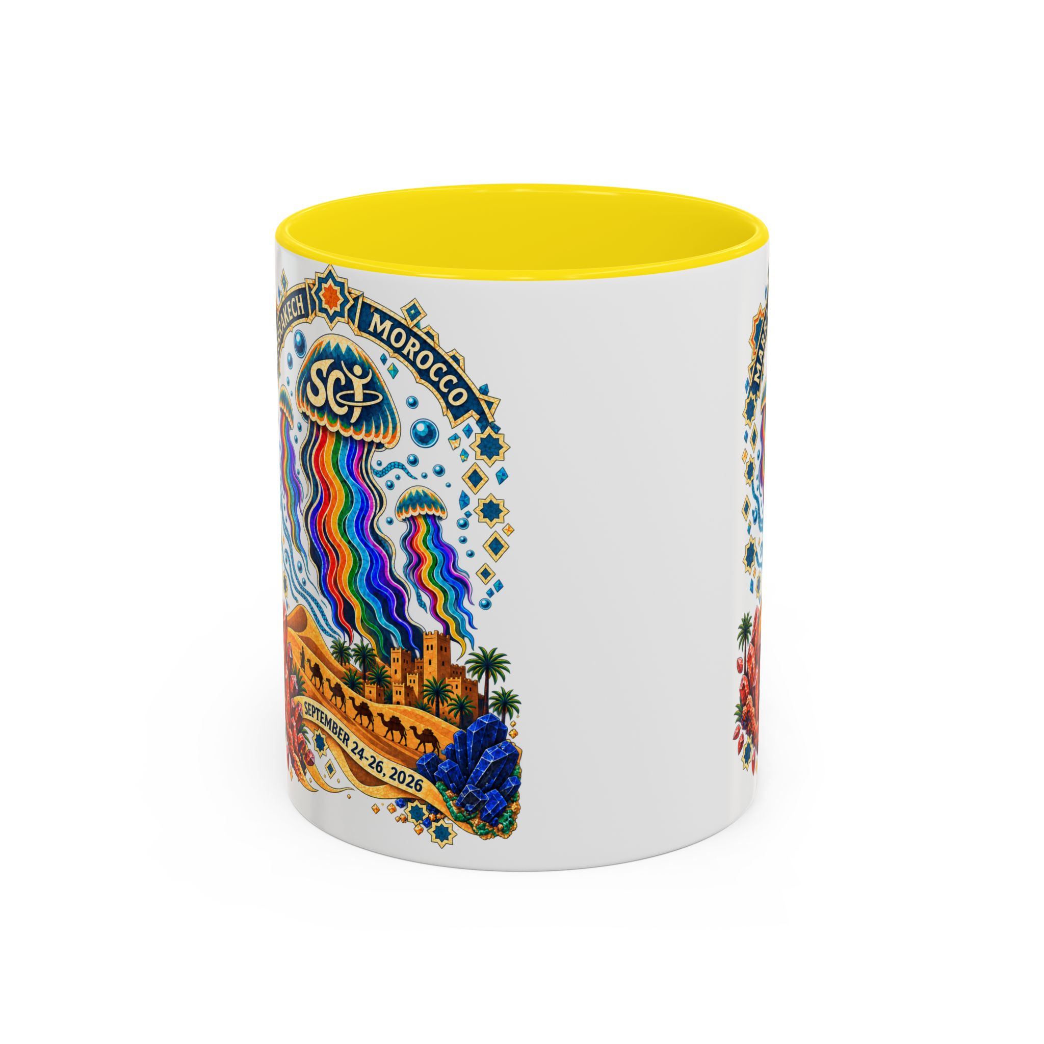 Marrakech Morocco Festival Coffee Mug — 'SC' Rainbow Desert Design (11/15oz) - Image 45