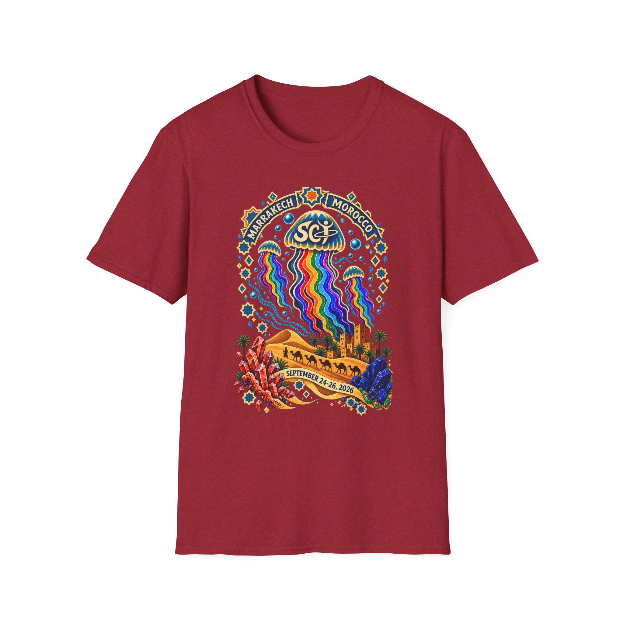 Marrakech Morocco Desert Vibes T-Shirt — Rainbow Dunes Festival Tee - Image 53