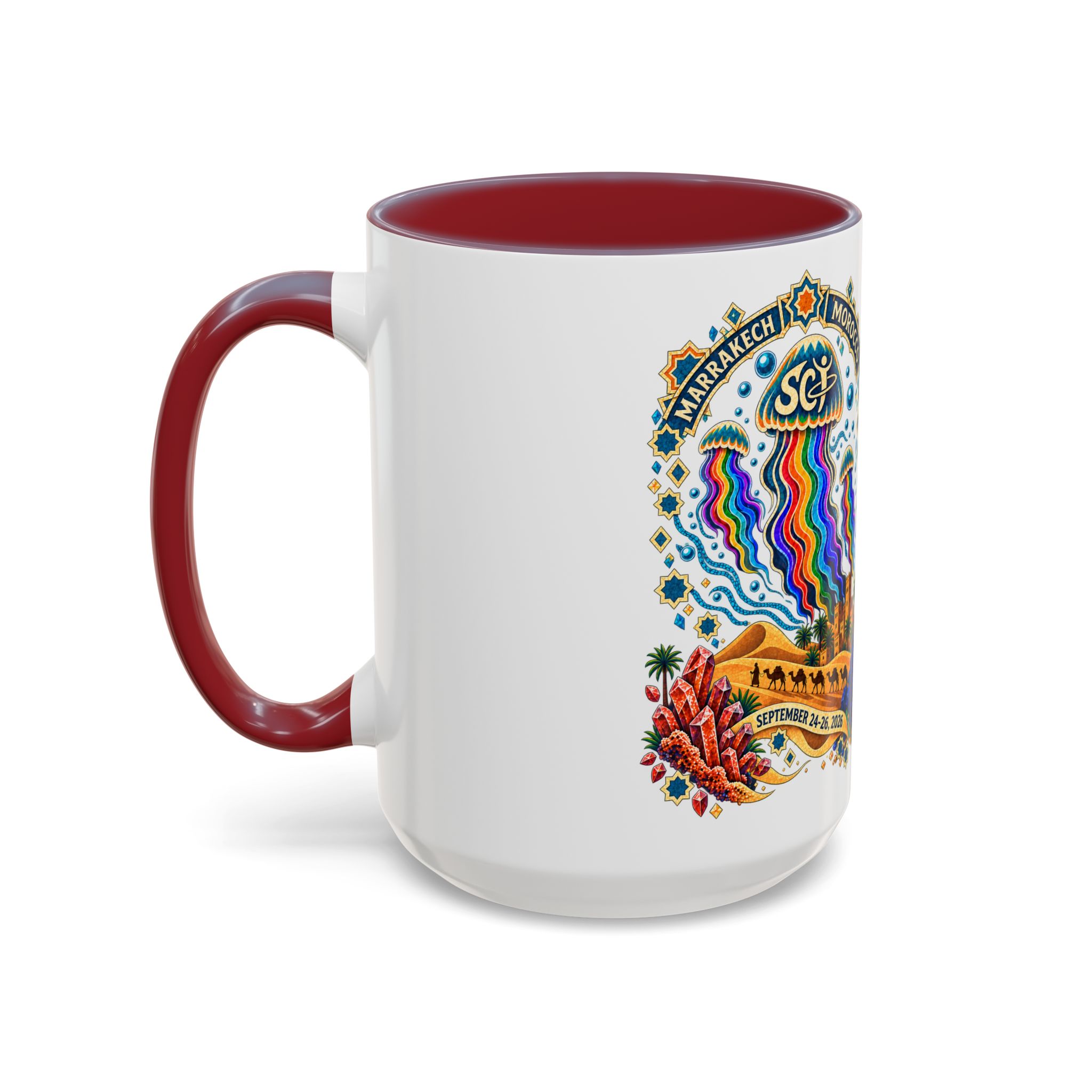Marrakech Morocco Festival Coffee Mug — 'SC' Rainbow Desert Design (11/15oz) - Image 83