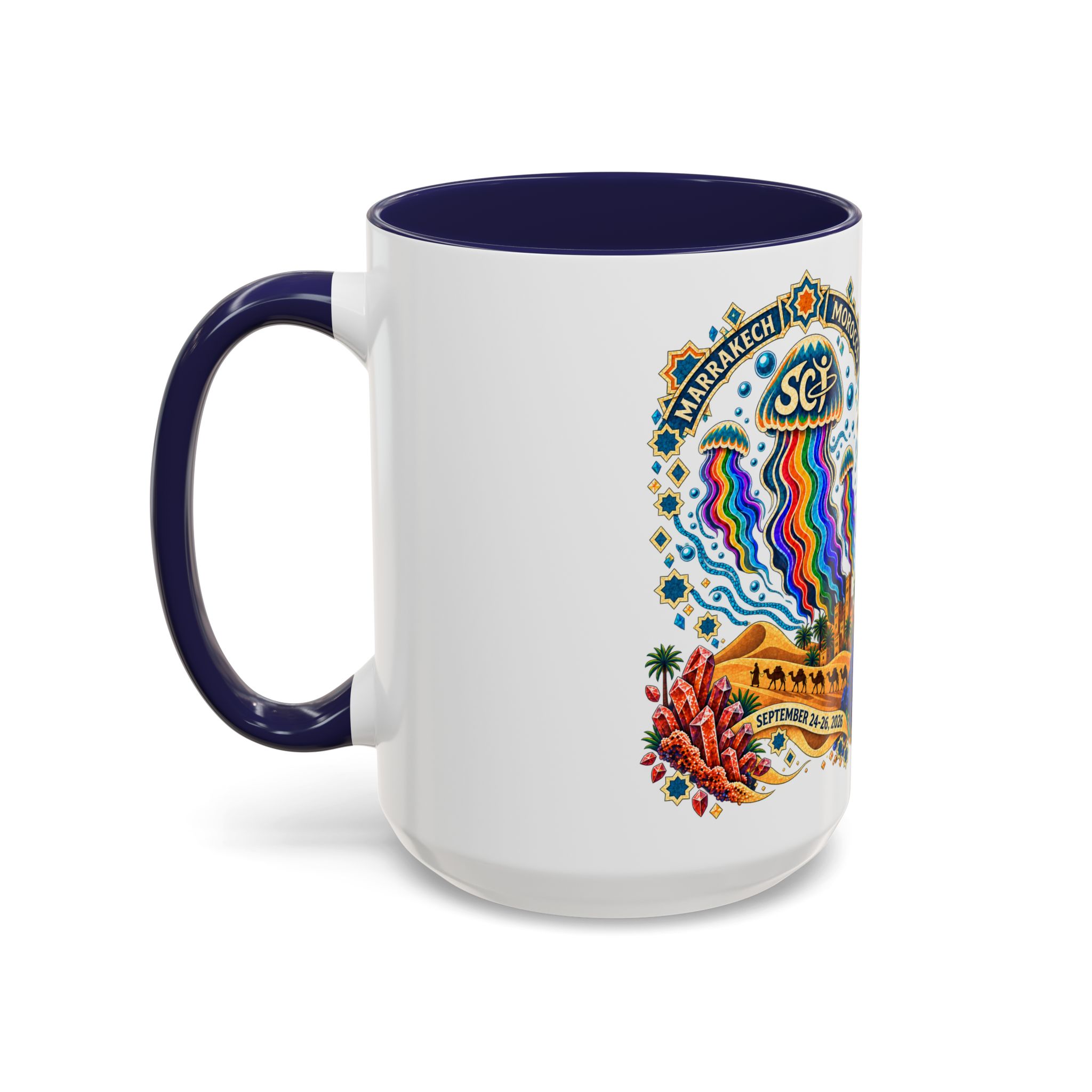Marrakech Morocco Festival Coffee Mug — 'SC' Rainbow Desert Design (11/15oz) - Image 23