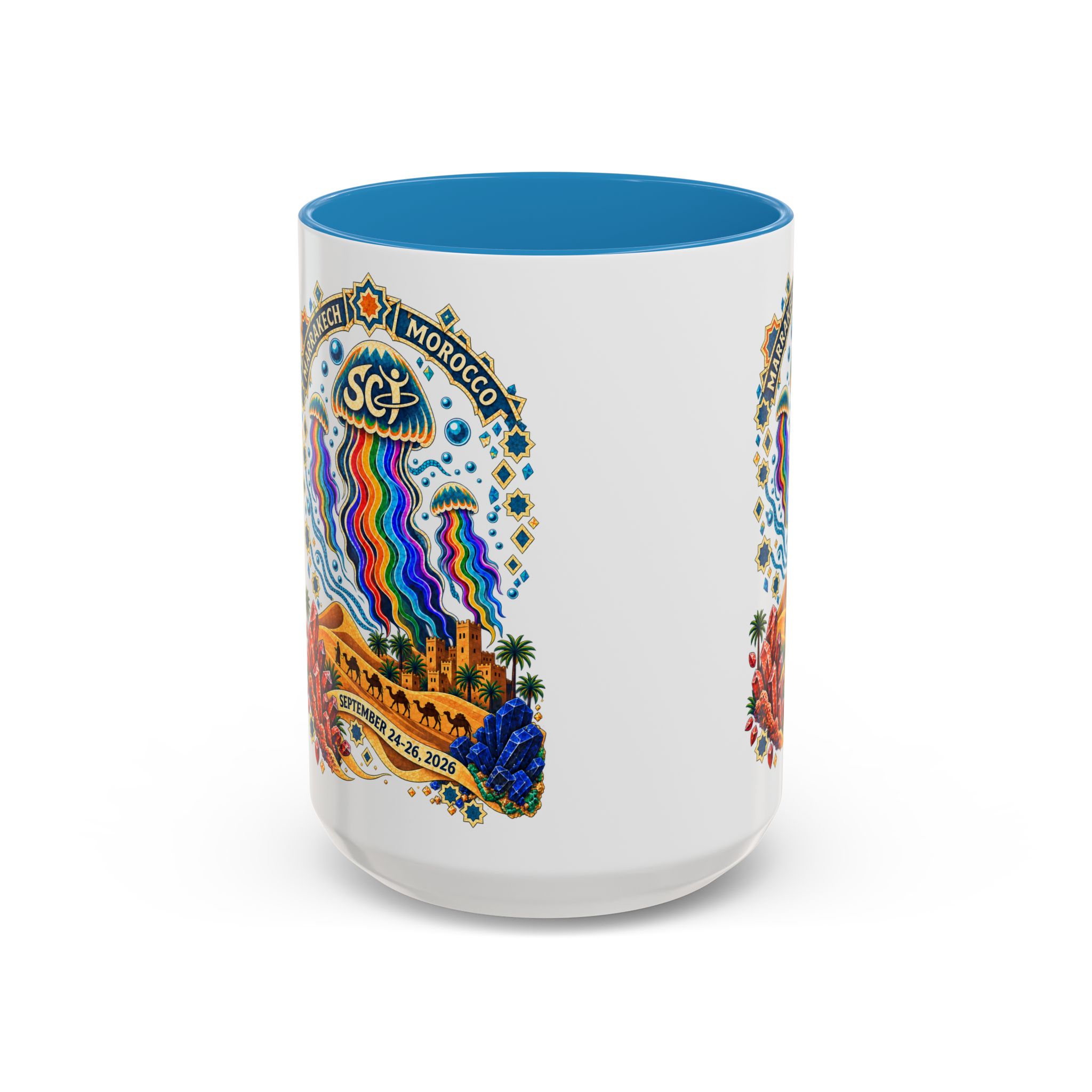Marrakech Morocco Festival Coffee Mug — 'SC' Rainbow Desert Design (11/15oz) - Image 77