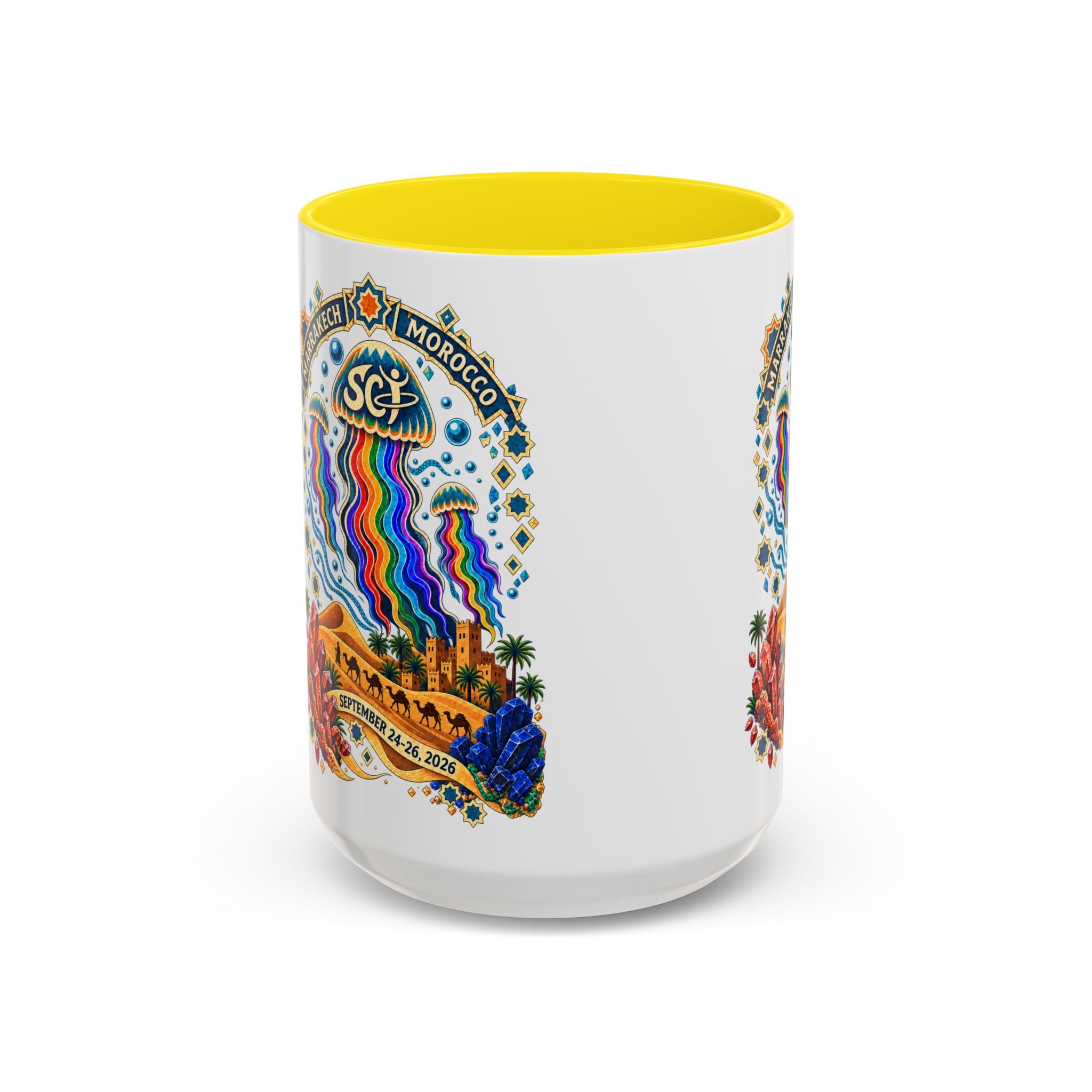 Marrakech Morocco Festival Coffee Mug — 'SC' Rainbow Desert Design (11/15oz) - Image 53