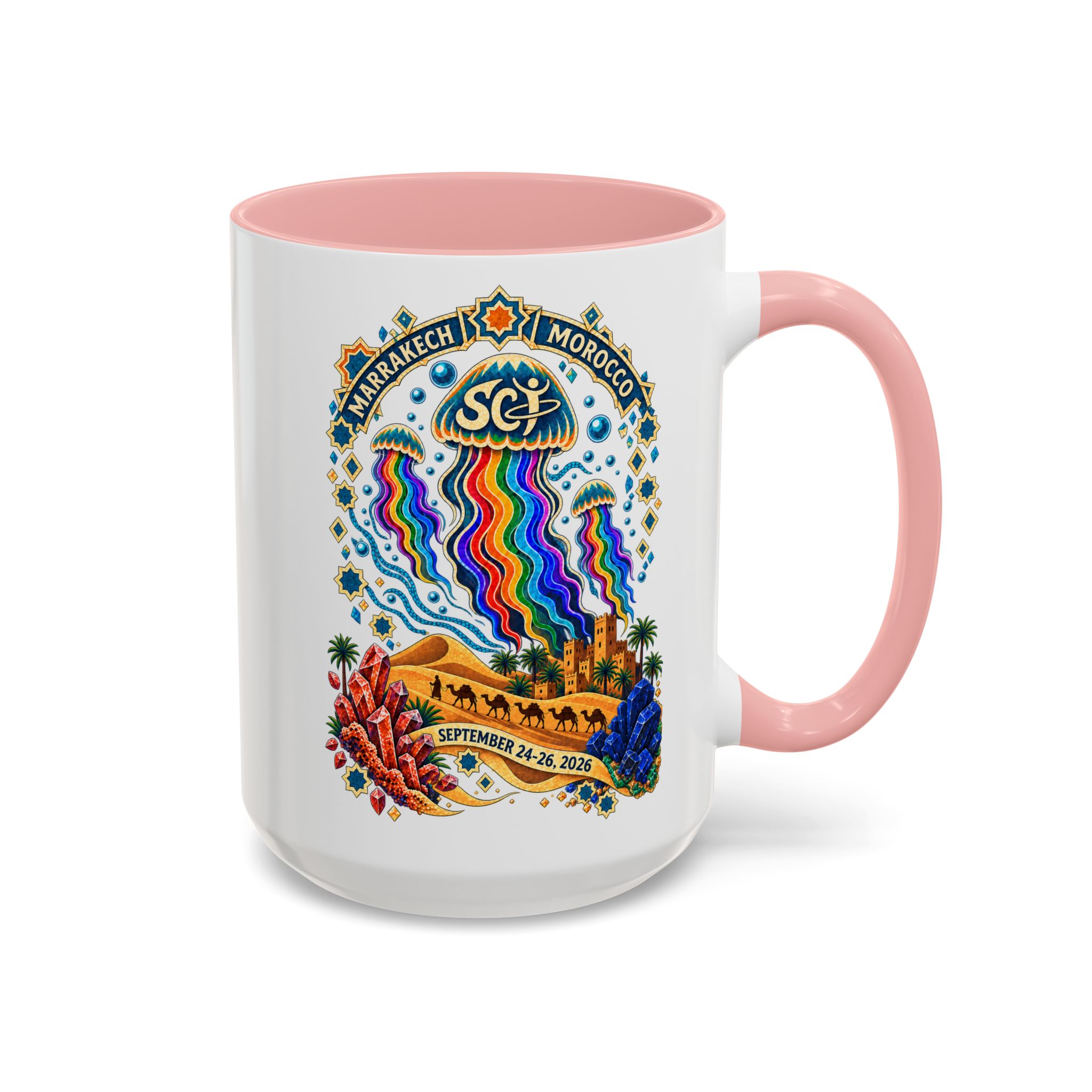 Marrakech Morocco Festival Coffee Mug — 'SC' Rainbow Desert Design (11/15oz) - Image 26
